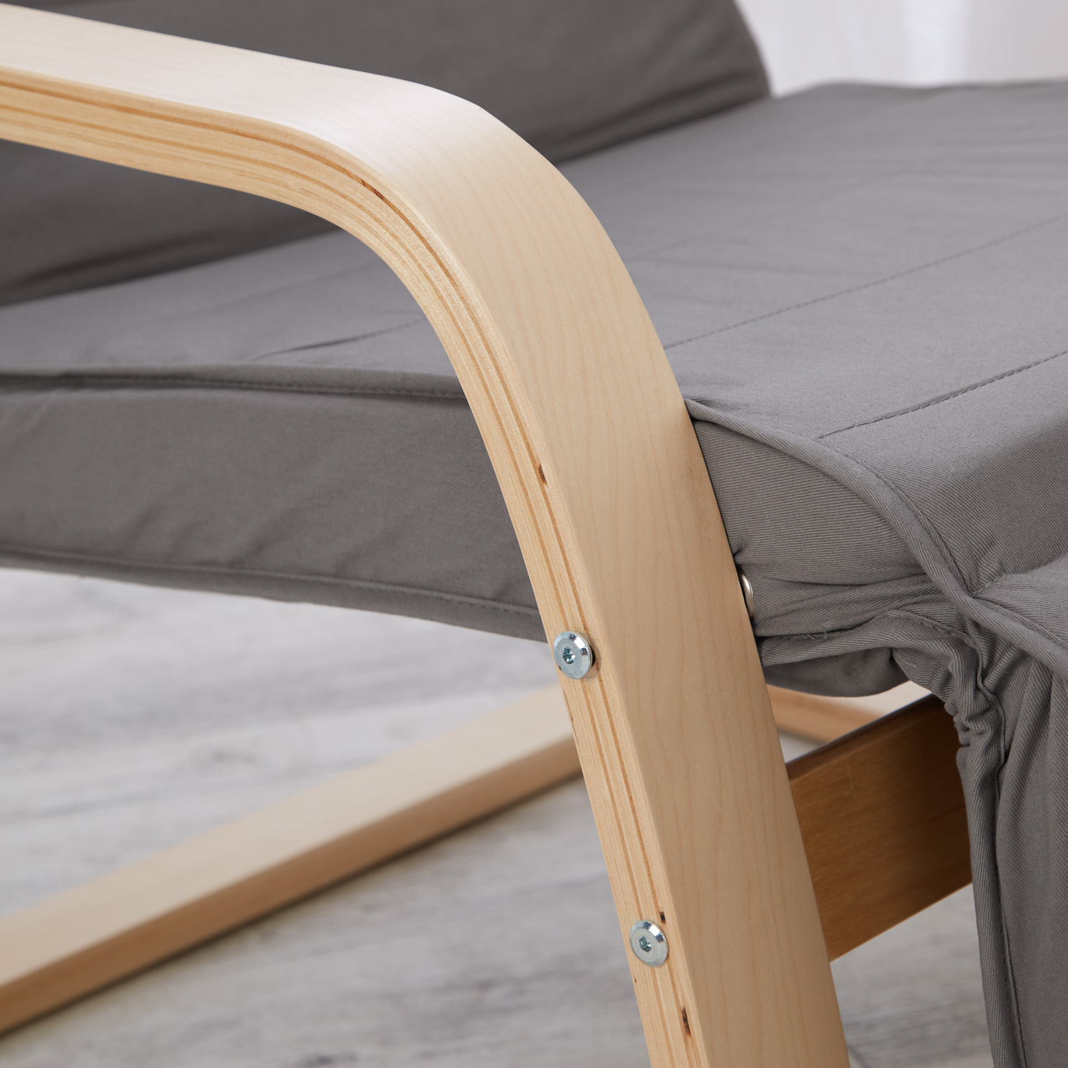 Relaxsessel Grau | with Footrest | Natural Wood | Glider Rocking Chair Nursing Chair Recliner