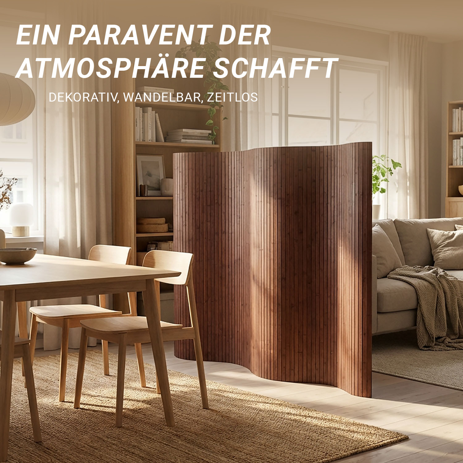Paravent Bamboo Height 145 cm Dark Brown | Room Divider | Partition Privacy Screen