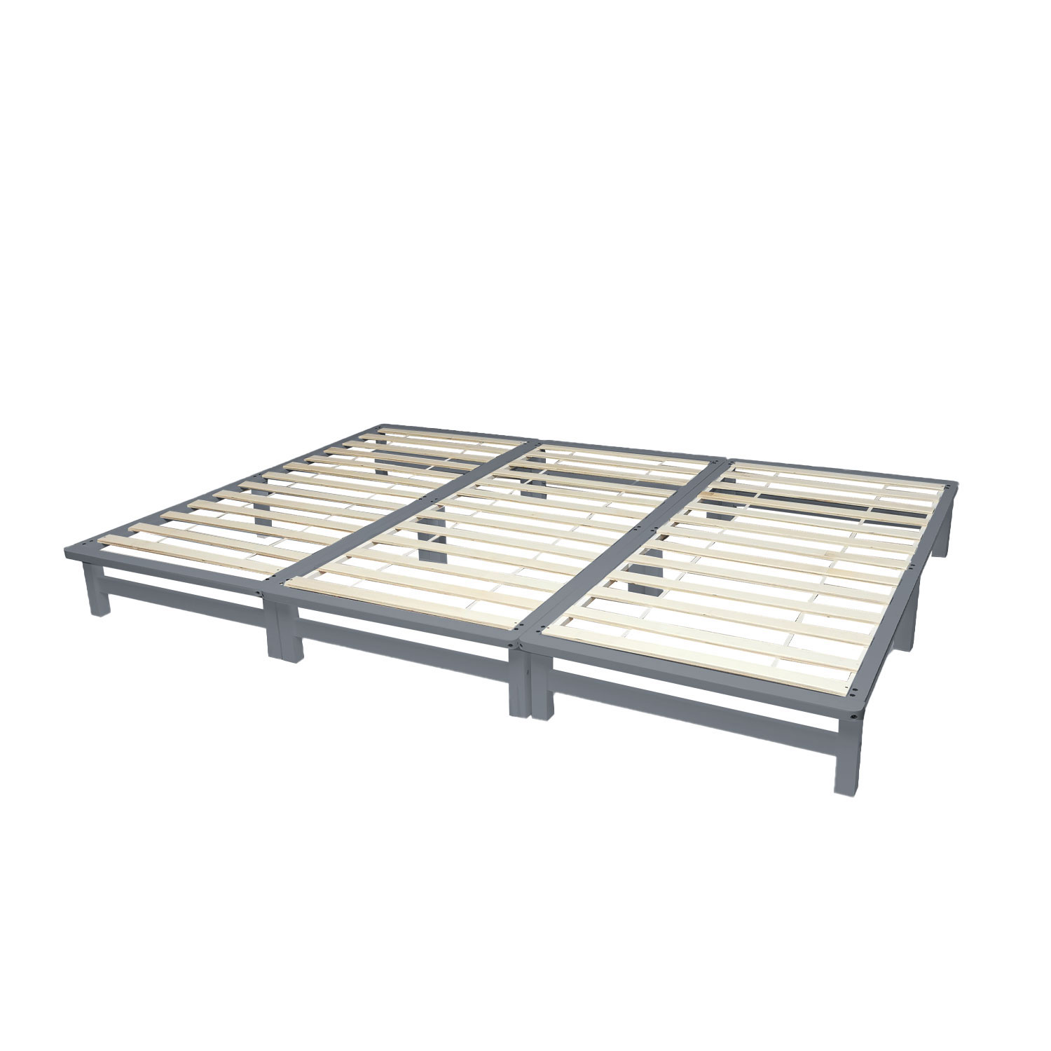Family bed wooden bed 270x200 cm Natural White Grey pallet bed Solid Frame Futon bed