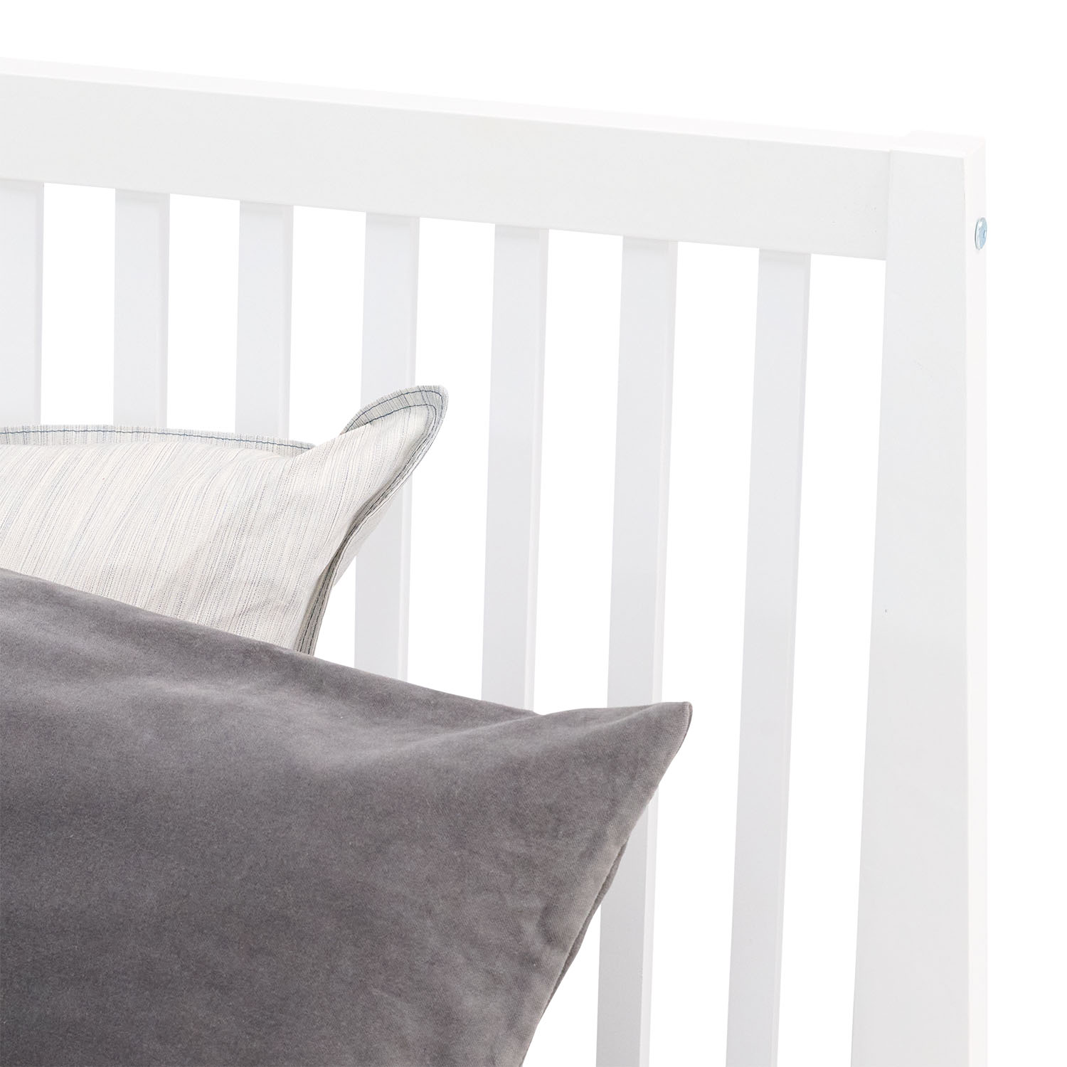 Wooden Bed 140x200 cm White – Scandinavian-Style Double Bed with Slatted Base for Teenagers' & Bedrooms
