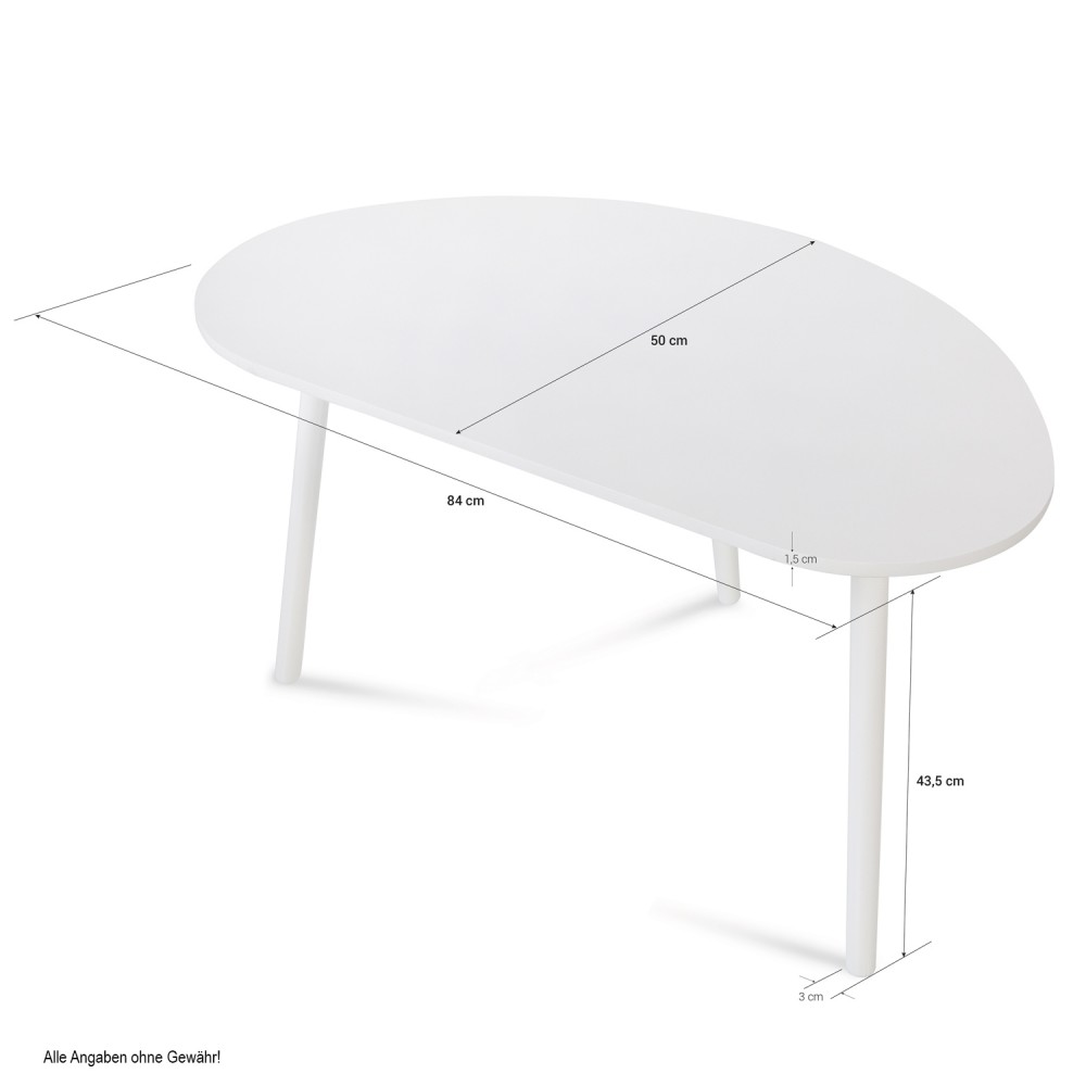 Side Table Occasional Table Coffee Table White Wooden Table Kidney Table Wood