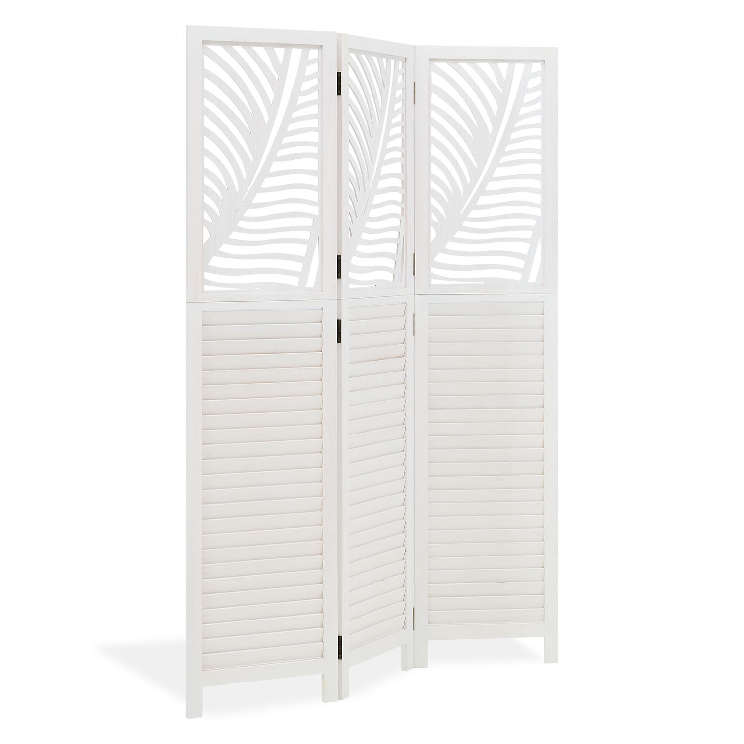 Paravent White Rattan-Style Decorations | 3-panel | Wood | Room Divider Partition Privacy Screen