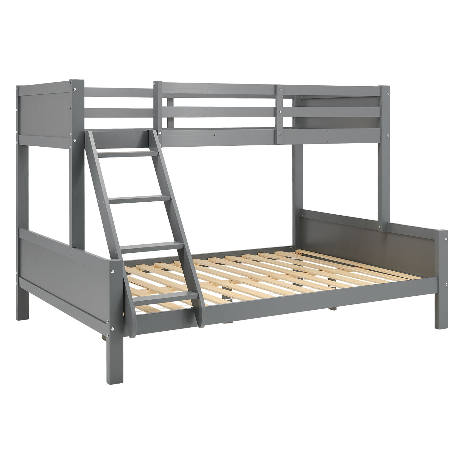 Bunk Bed with 2 Mattresses 90x200 and 140x200 cm Kids Bed Grey Wood Cabin Bed High Sleeper Bed Loft Bed Childrens Bed Twin Bed