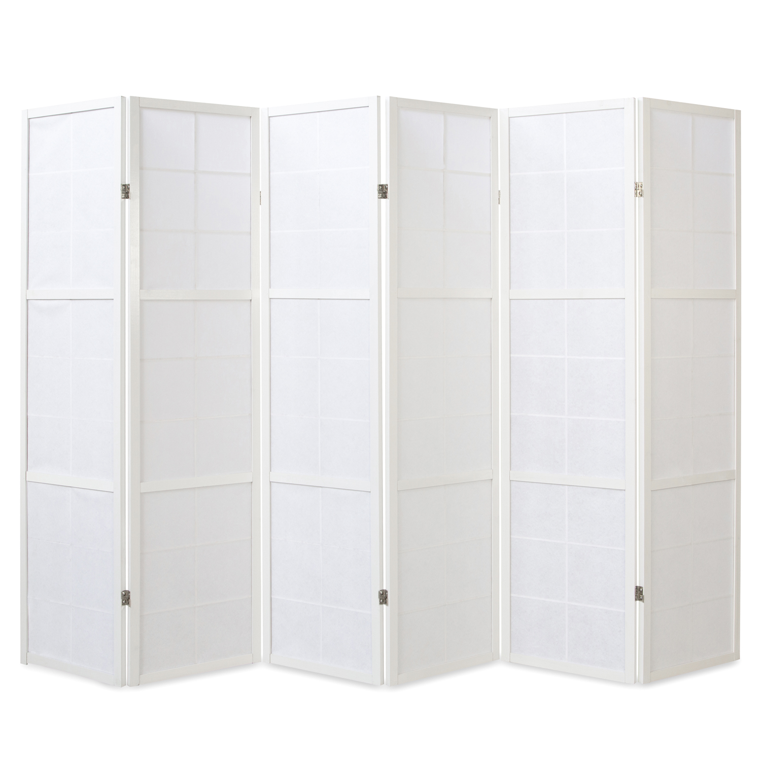 White Shoji Rice Paper Screen | 6-panel | Wood | Room Divider, Partition, Privacy Screen