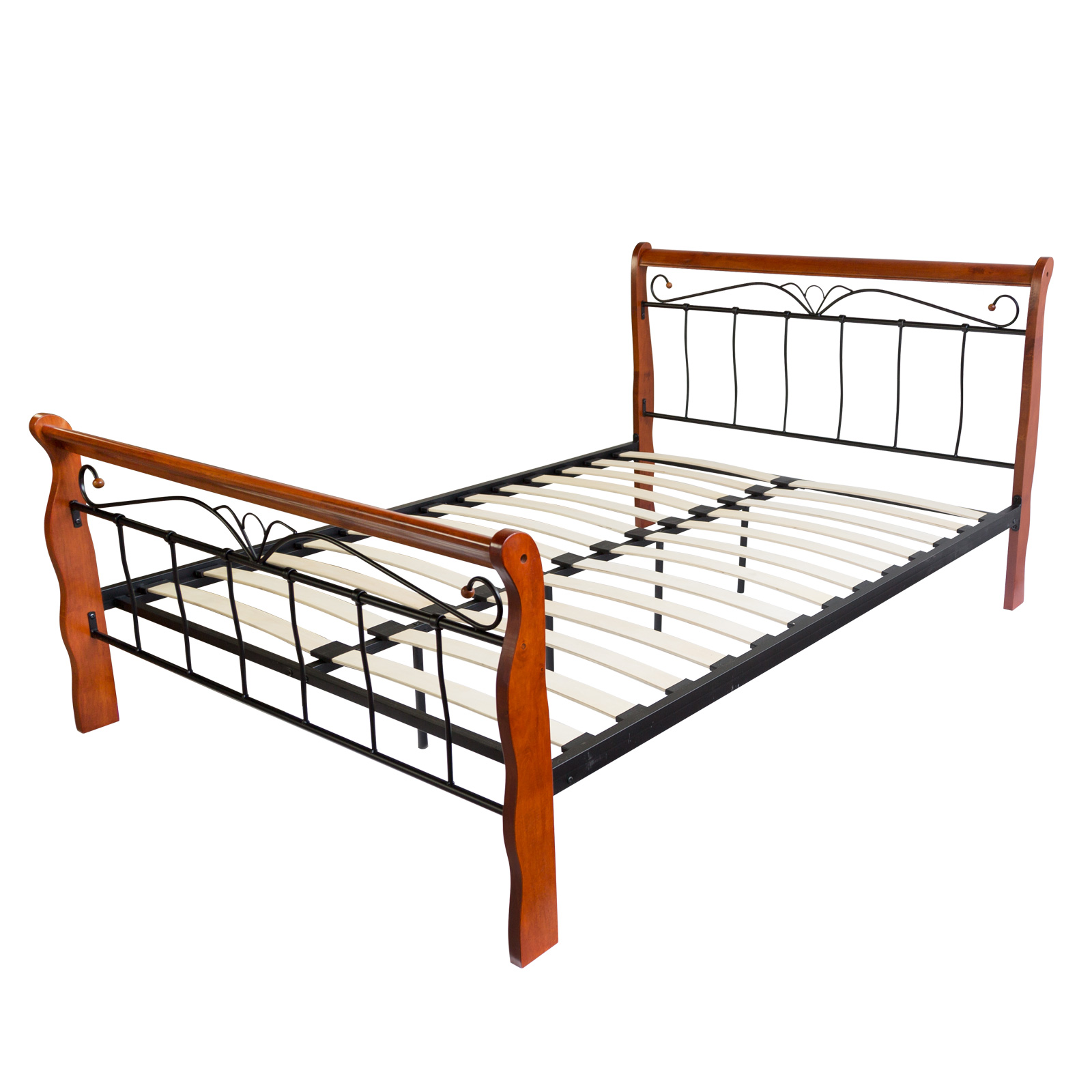Metal bed 140 160 180 x 200 Bed frame with slatted frame Double Bed Wood Black Brown