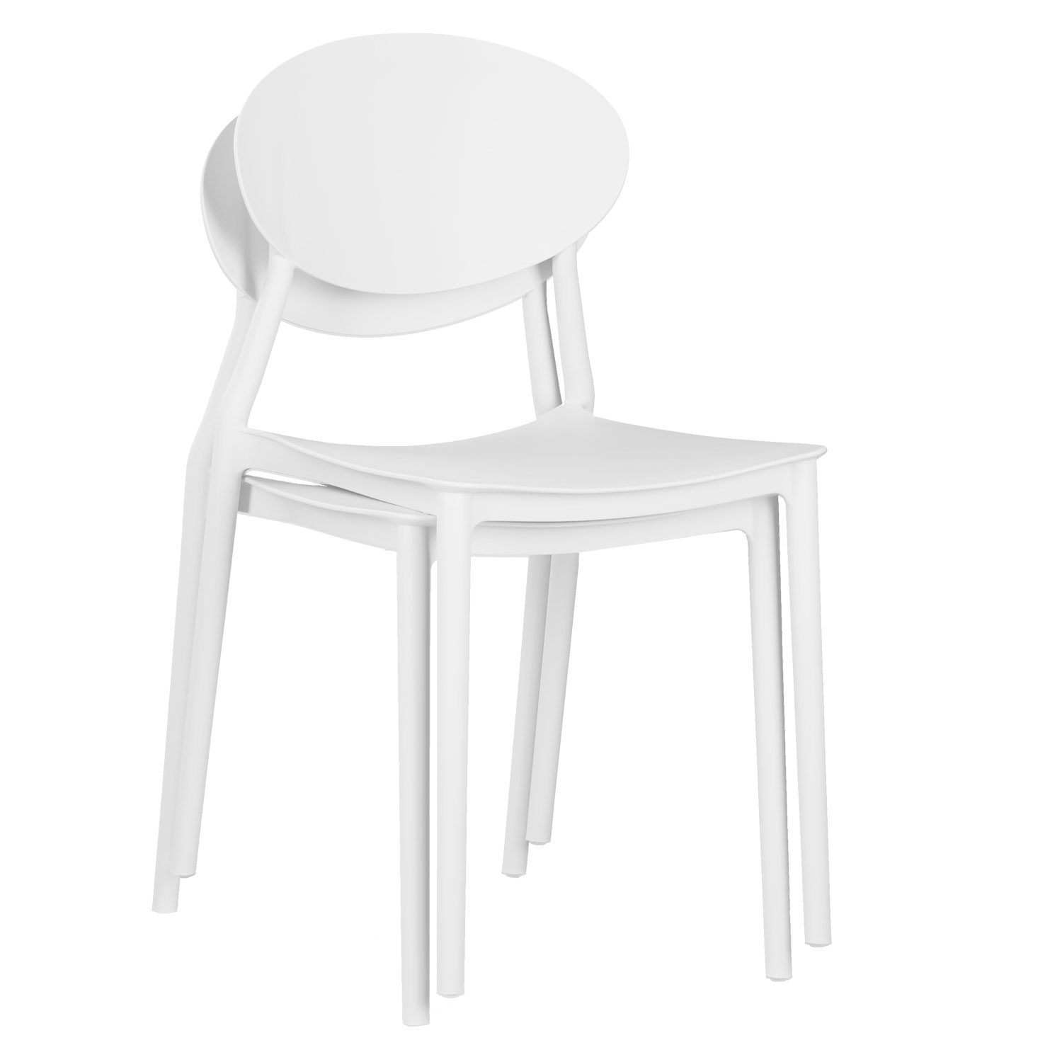 Garden chair Set of 4 Camping chairs White Outdoor chairs Plastic Stacking chairs Kitchen chairs
