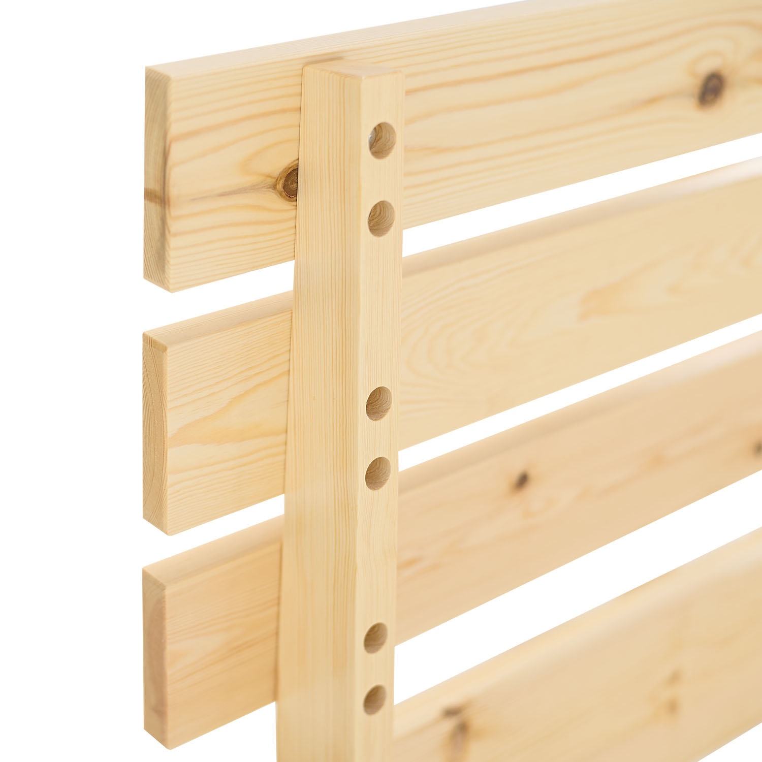 Wood Bed 120x200 cm Natural | Double Bed | with Slatted Frame | Solid | Kids Youth Guest Bedroom