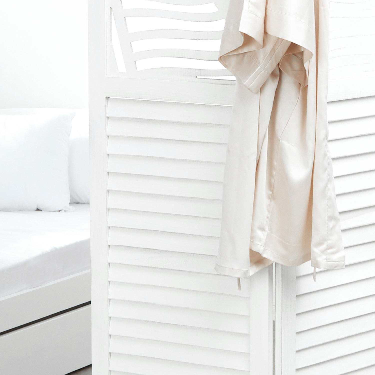 Paravent White Rattan-Style Decorations | 3-panel | Wood | Room Divider Partition Privacy Screen