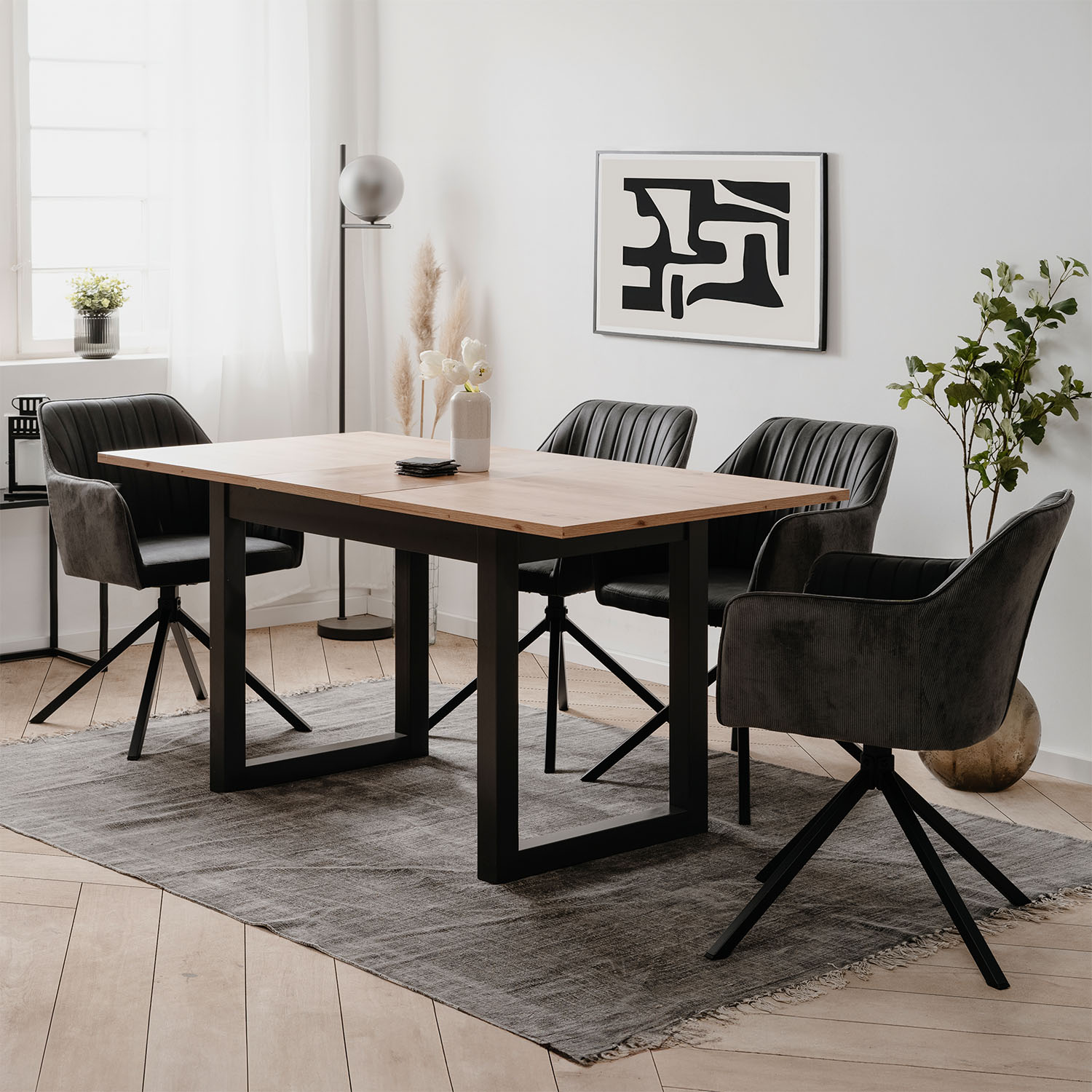 Extendable Dining Table 120x80 cm Kitchen Table Wooden Table Industrial Style Living Room Table