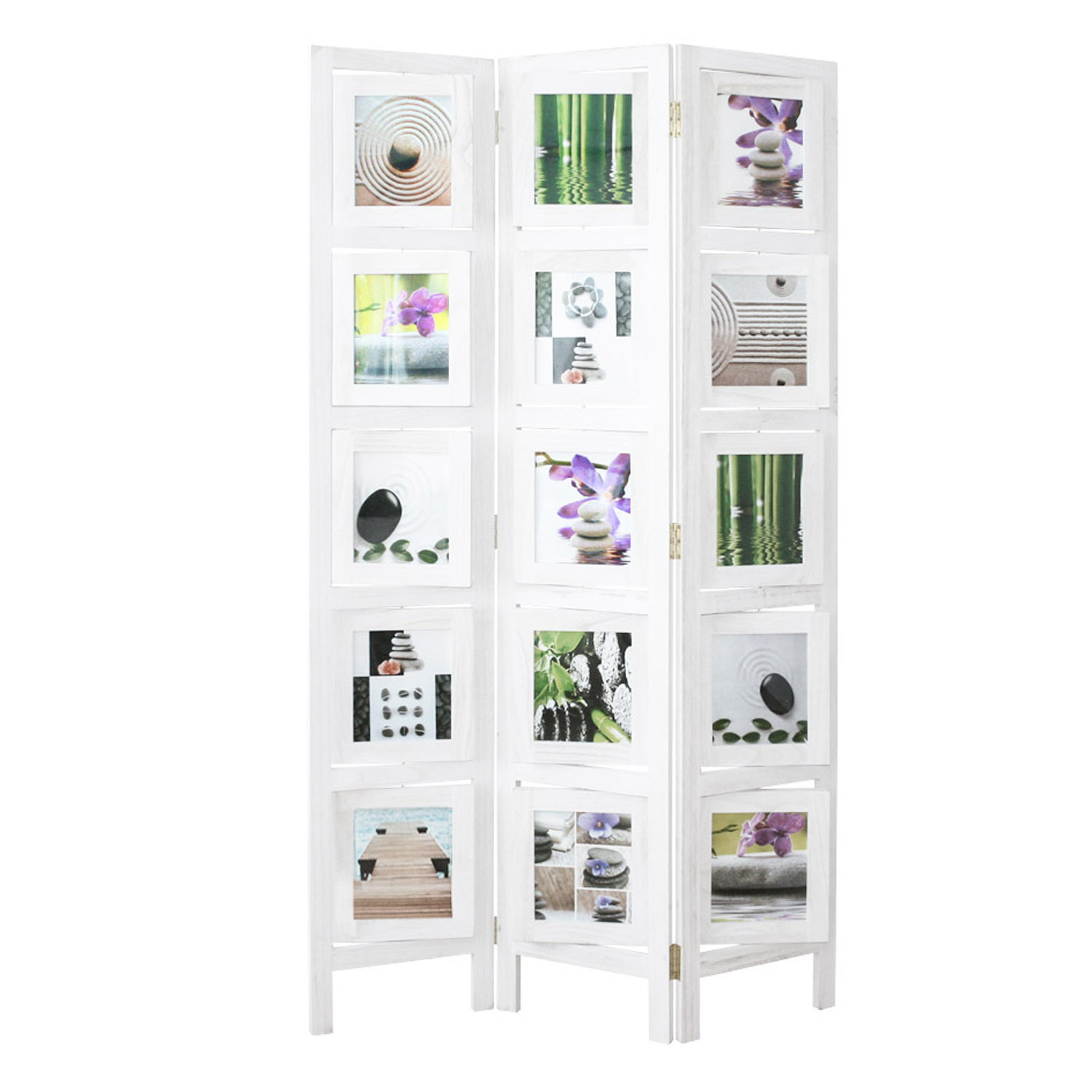 Paravent Pictures Photos White | 3-panel | Wood | Room Divider Partition Privacy Screen