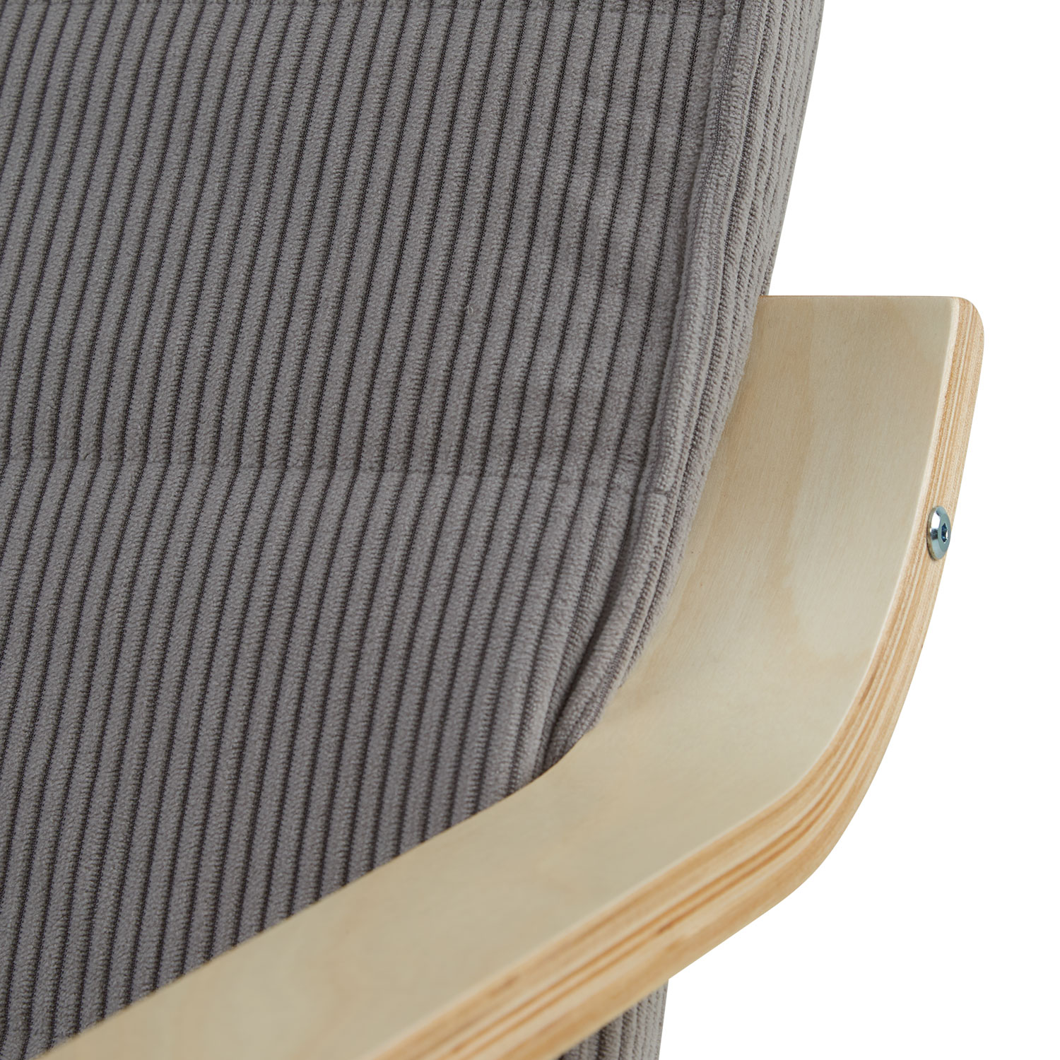 Relaxsessel Cord Dunkelgrau | with Footrest | Natural Wood | Glider Rocking Chair Nursing Chair Recliner