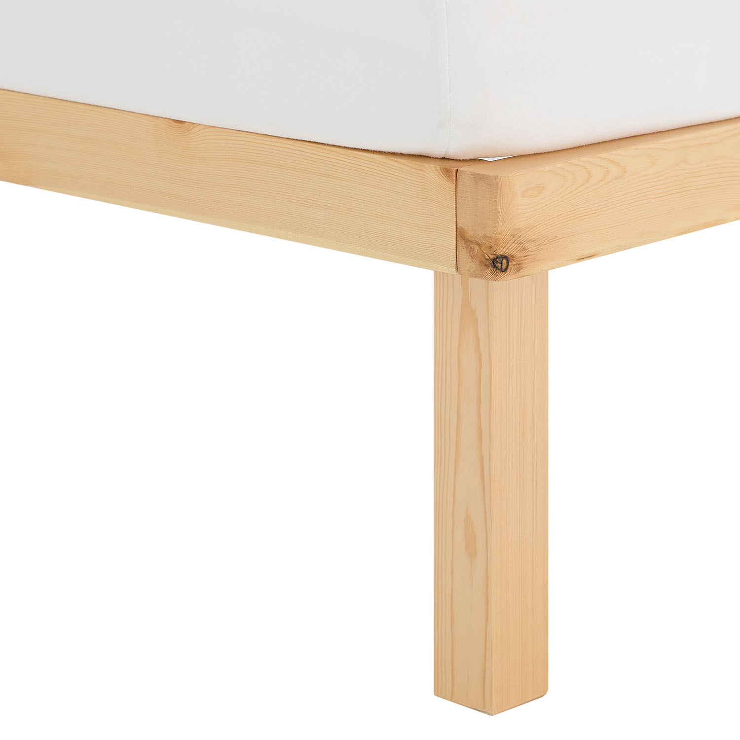 Bettgestell 90x200 cm Holzbett Unbehandelt Einzelbett Massivholz Bett ohne Kopfteil Gästebett Jugendbett Matratze Lattenrost