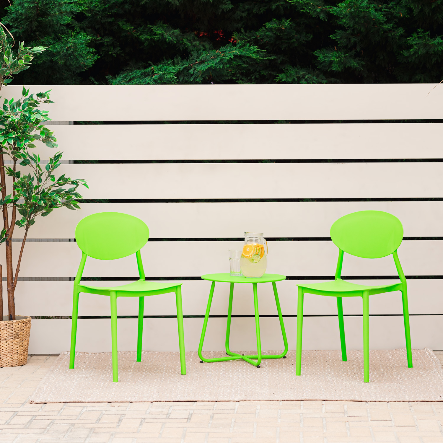 Garden chair Set of 4 Camping chairs Green Outdoor chairs Plastic Stacking chairs Kitchen chairs