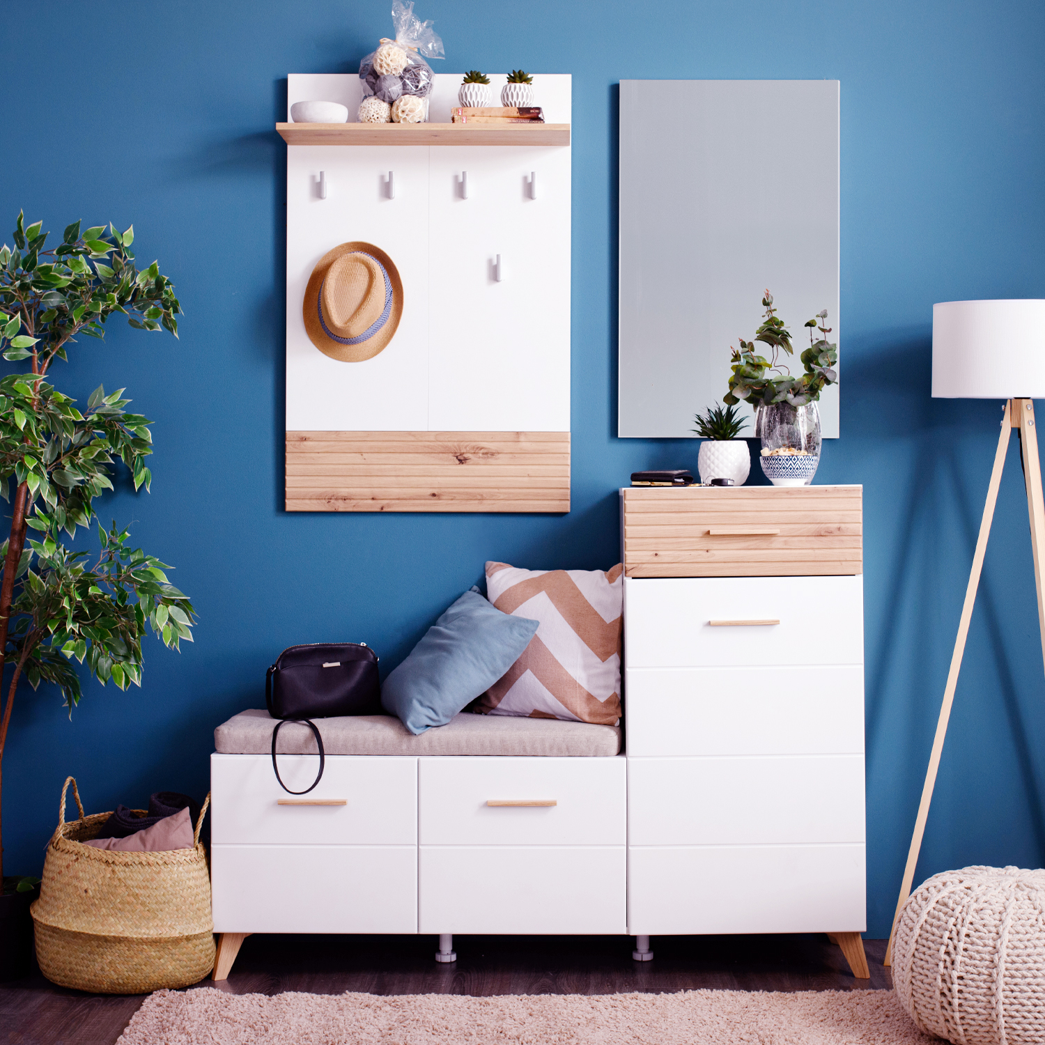 Wardrobe Hallway Furniture 3 Piece Set Hall Unit Hallway Wardrobe White Oak Wood