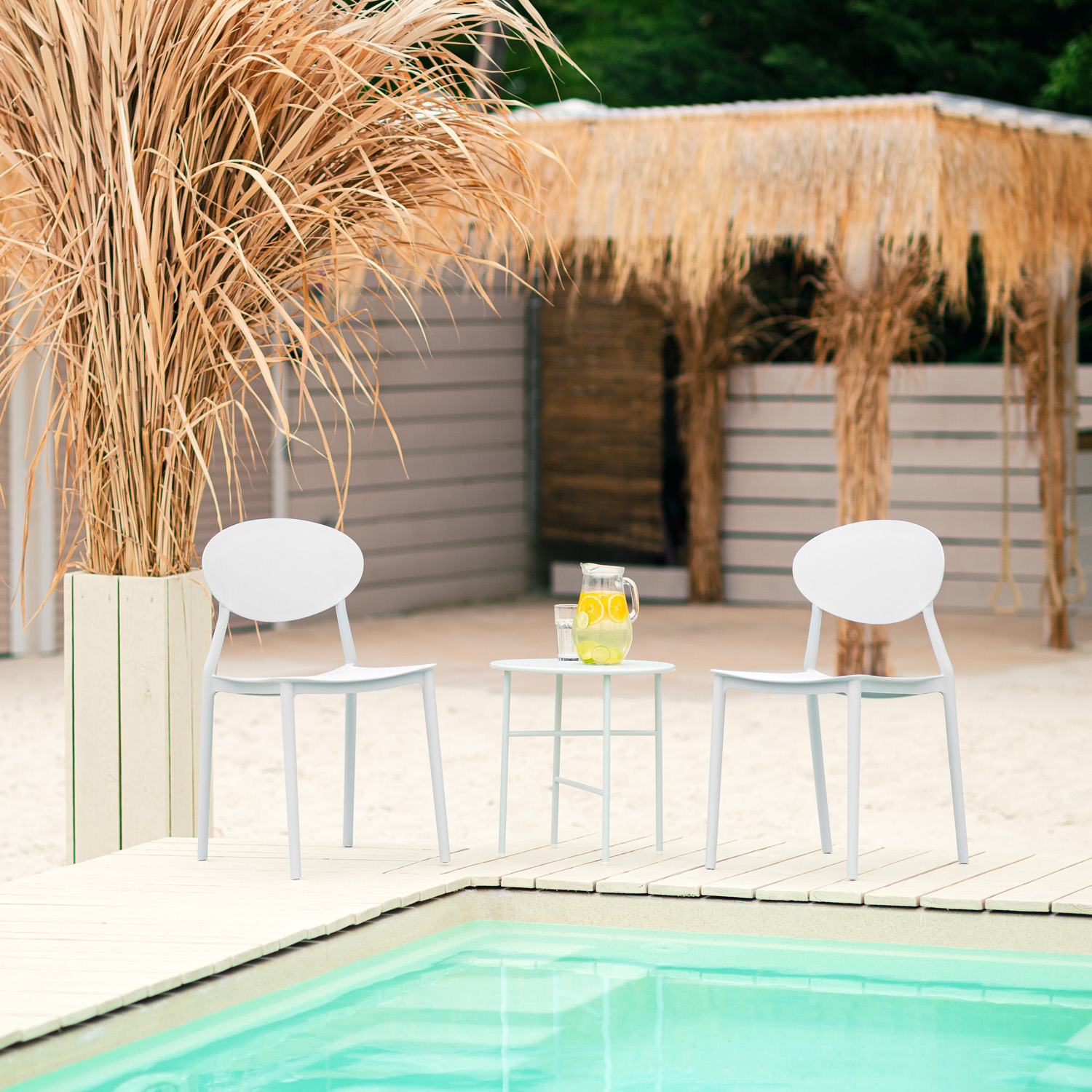 Garden chair Set of 4 Camping chairs Grey Outdoor chairs Plastic Stacking chairs Kitchen chairs