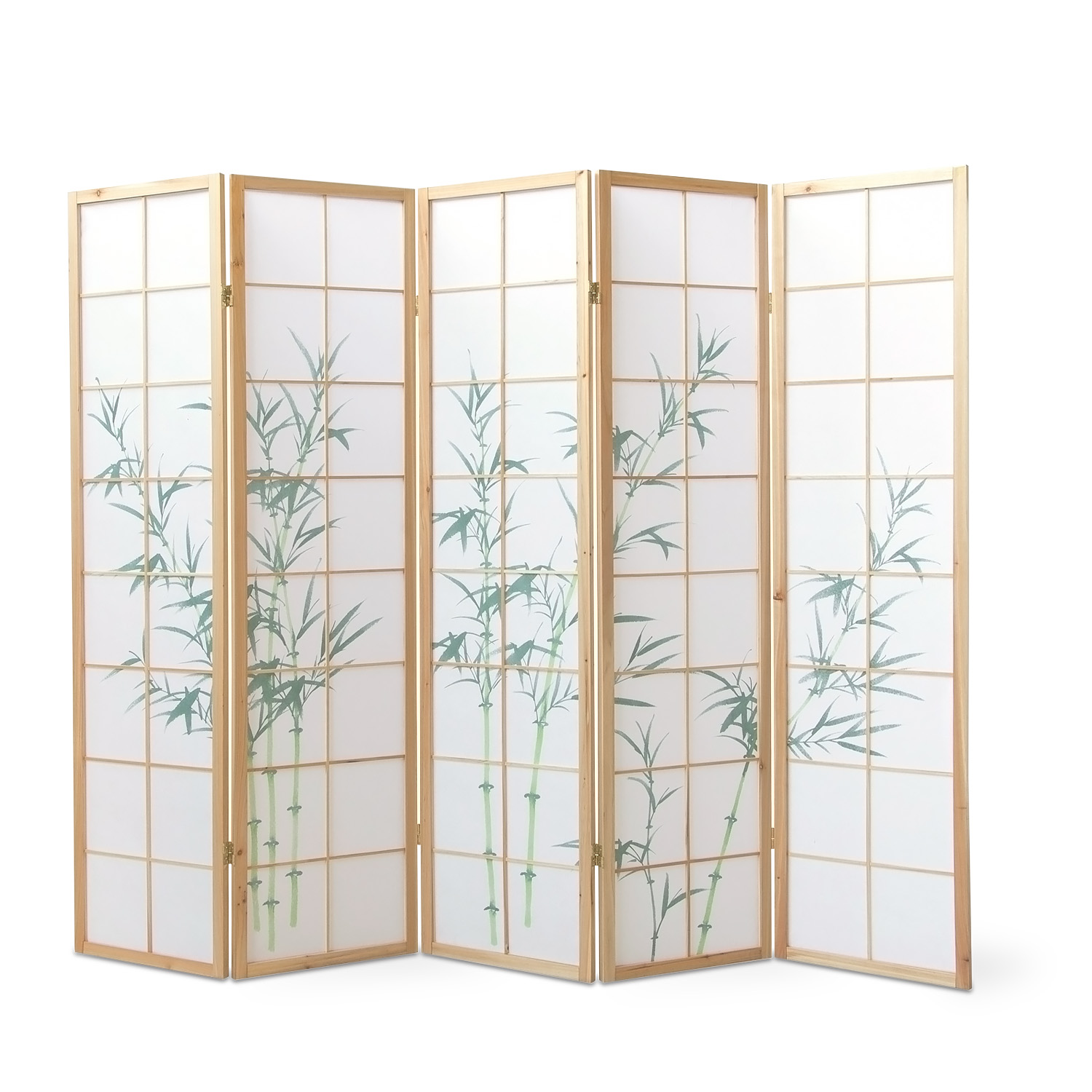 5-panel "Nature" folding screen with bamboo motif – Japanese room divider & privacy screen