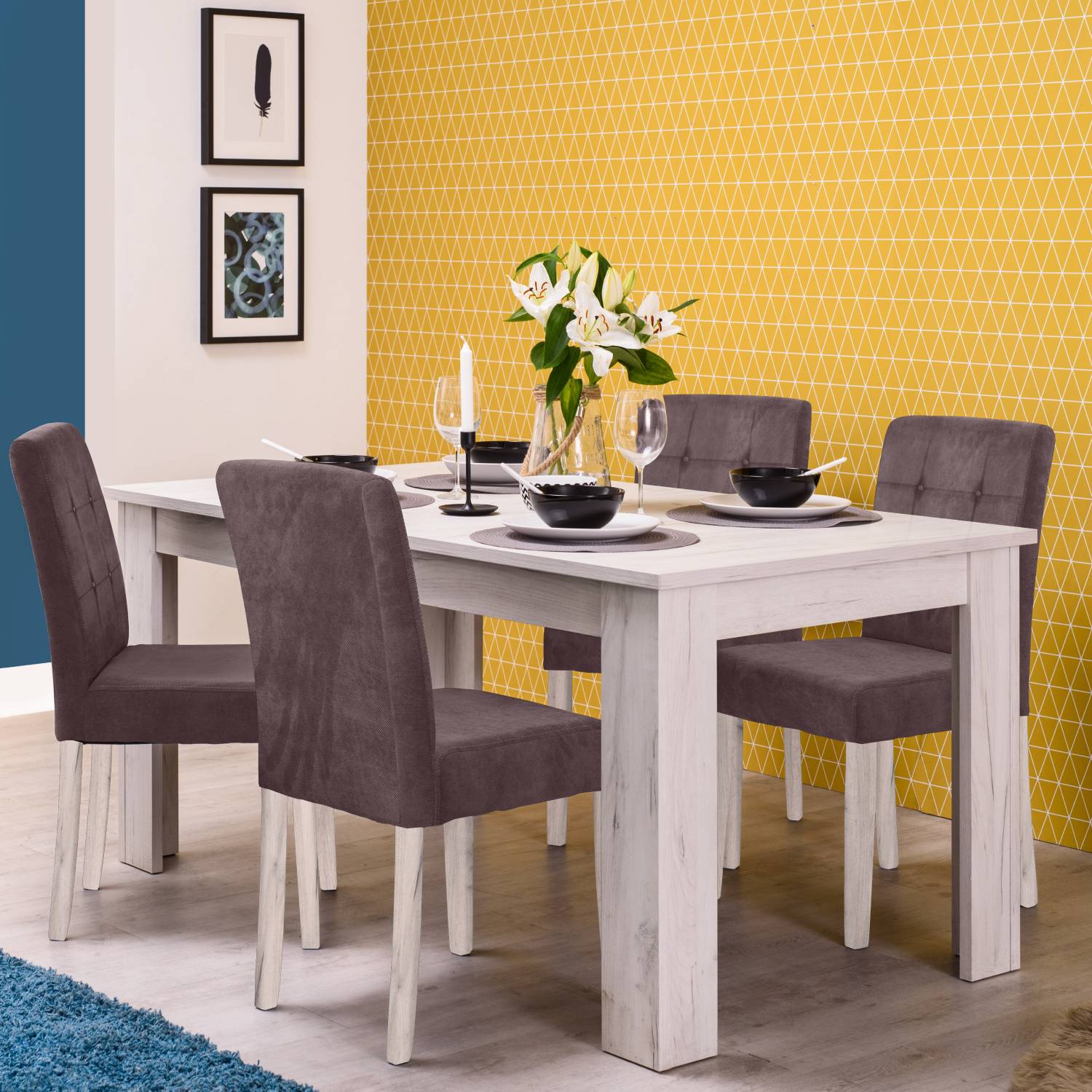Table de salle à manger 90x160 extensible plusieurs couleurs Table de cuisine en bois massif