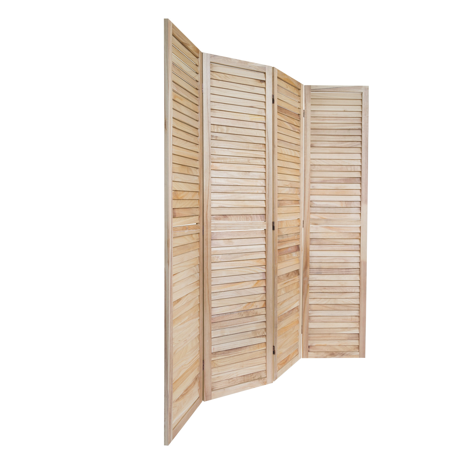 Paravent Raumteiler 4 fach Holz Trennwand spanische Wand Sichtschutz natur