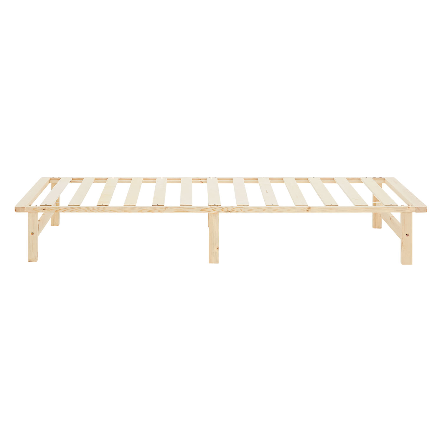 100x200 cm Natural Pallet Bed with Slatted Base – Solid Wood Single Bed for Teenagers', Guest, and Master Bedrooms
