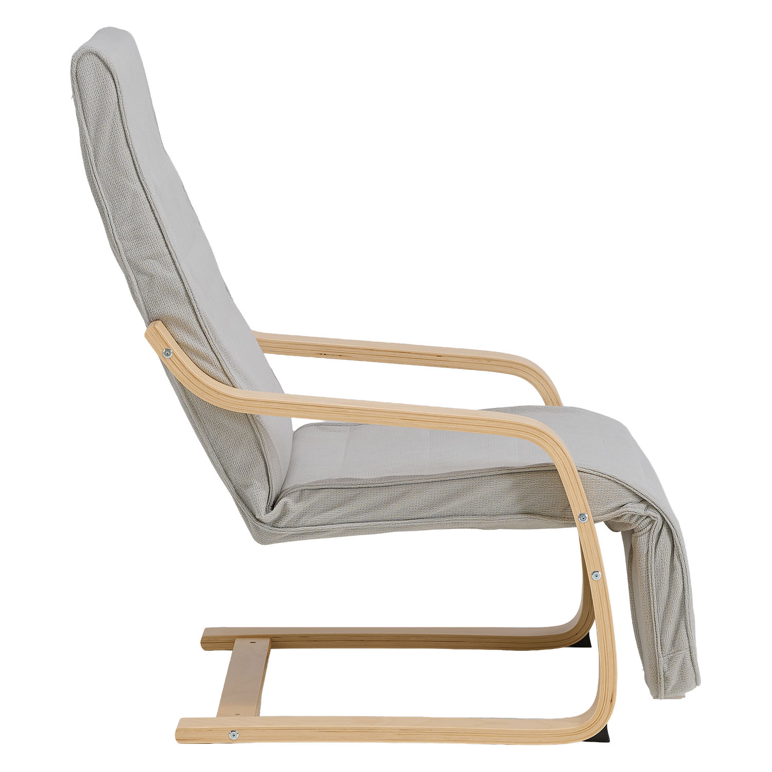 Relaxsessel Corduroy Grey | with Footrest | Natural Wood | Glider Rocking Chair Nursing Chair Recliner