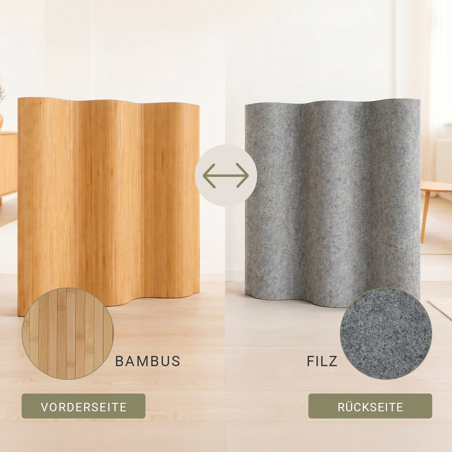 Paravent Bamboo Height 145 cm Brown | Room Divider | Partition Privacy Screen