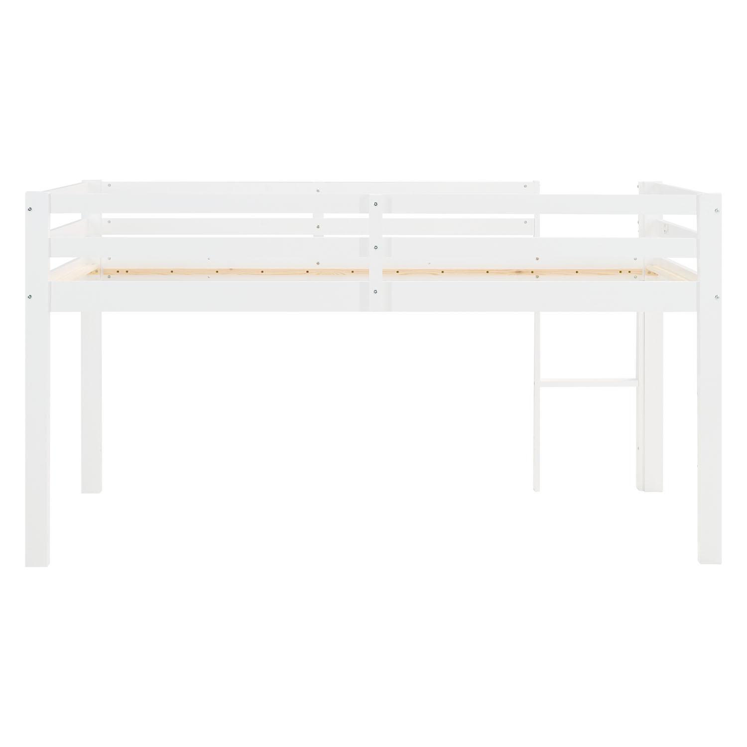 Children's Loft Bed 90x200 cm White with Pink Curtain | Tunnel | Without Slatted Base