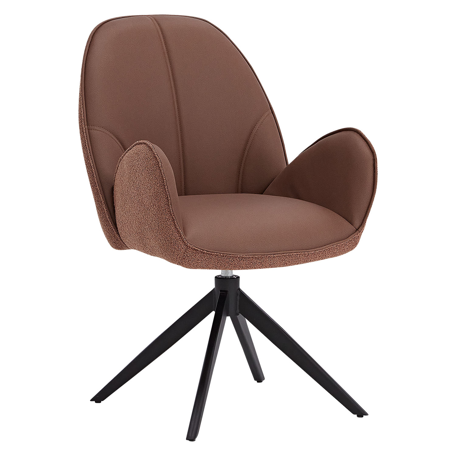 Dining Chair Set of 6 Modern Egg Chairs Bouclé Leather Brown Armchairs Dining Room Chairs Upholstered Chairs Eames Chairs