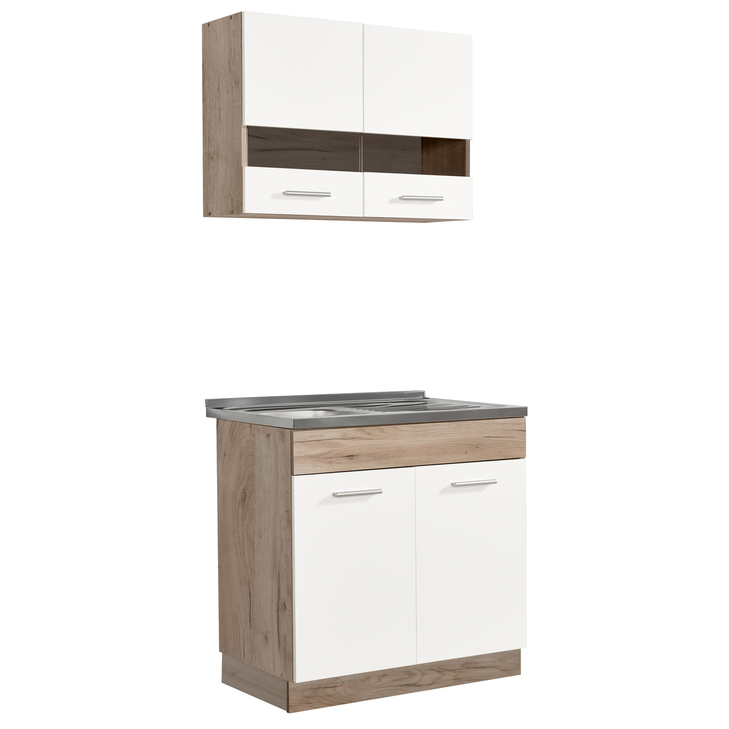 Kitchen Unit without Appliances 80 cm White | Oak | Single Kitchen | Mini Kitchen | Kitchen Element