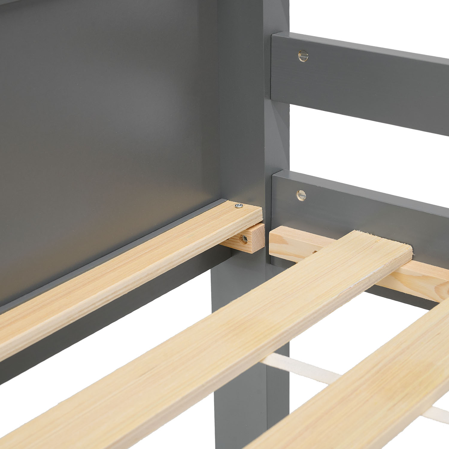 Bunk bed with two sleeping surfaces (90x200 cm and 140x200 cm) | Gray | with slatted base