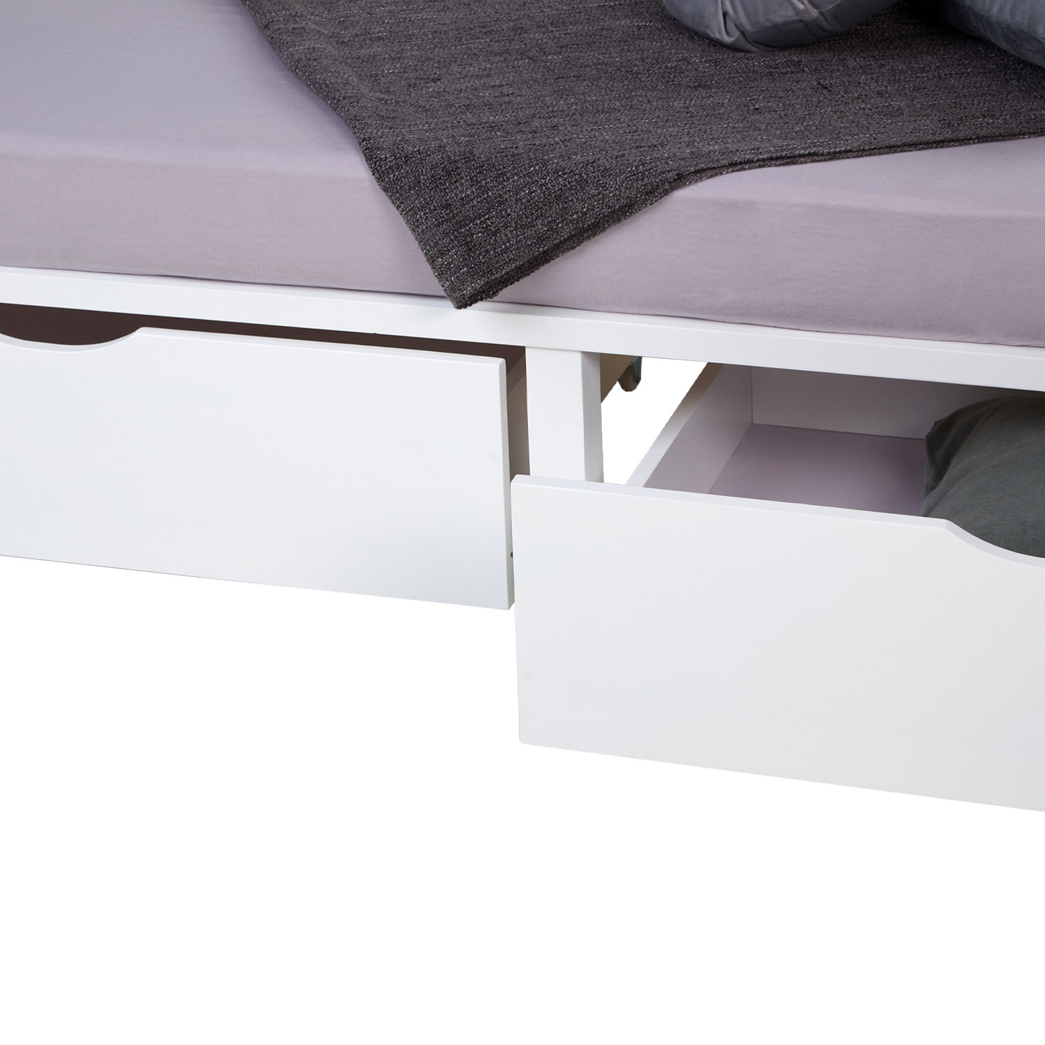 Pallet Bed 140x200 cm White with Drawers & Slatted Base – Solid Wood Double Bed with Storage