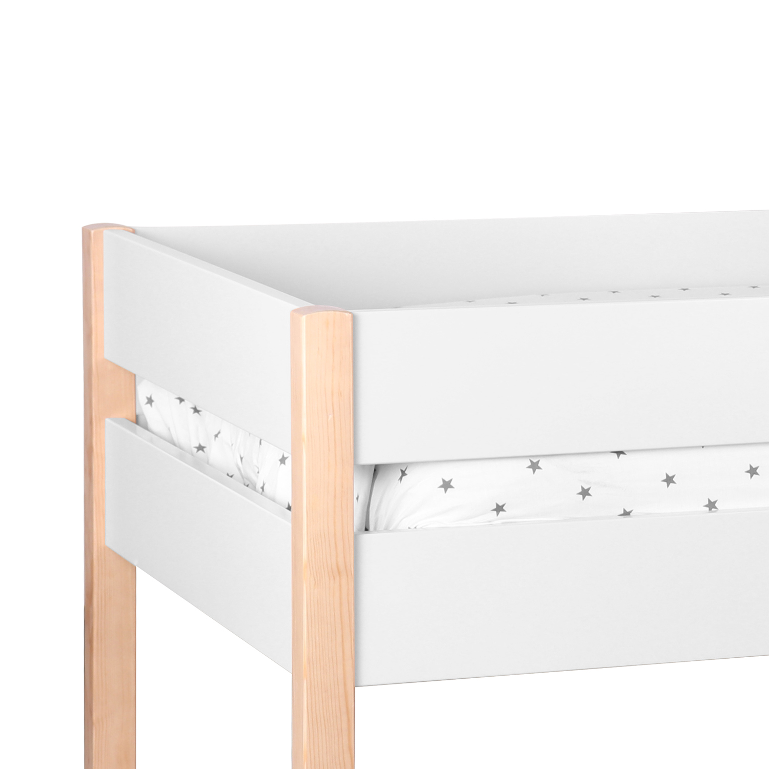 Children´s Bed Bunk Bed Kids Bed Mid Sleeper 90x200 White Wood Drawer