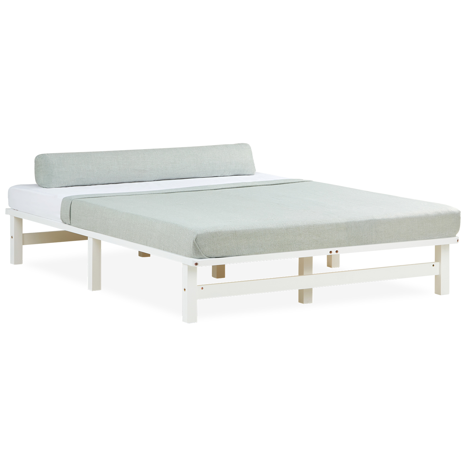 Pallet Bed Frame 140x200 cm Solid Wooden Bed Pallet Furniture Futon Bed White