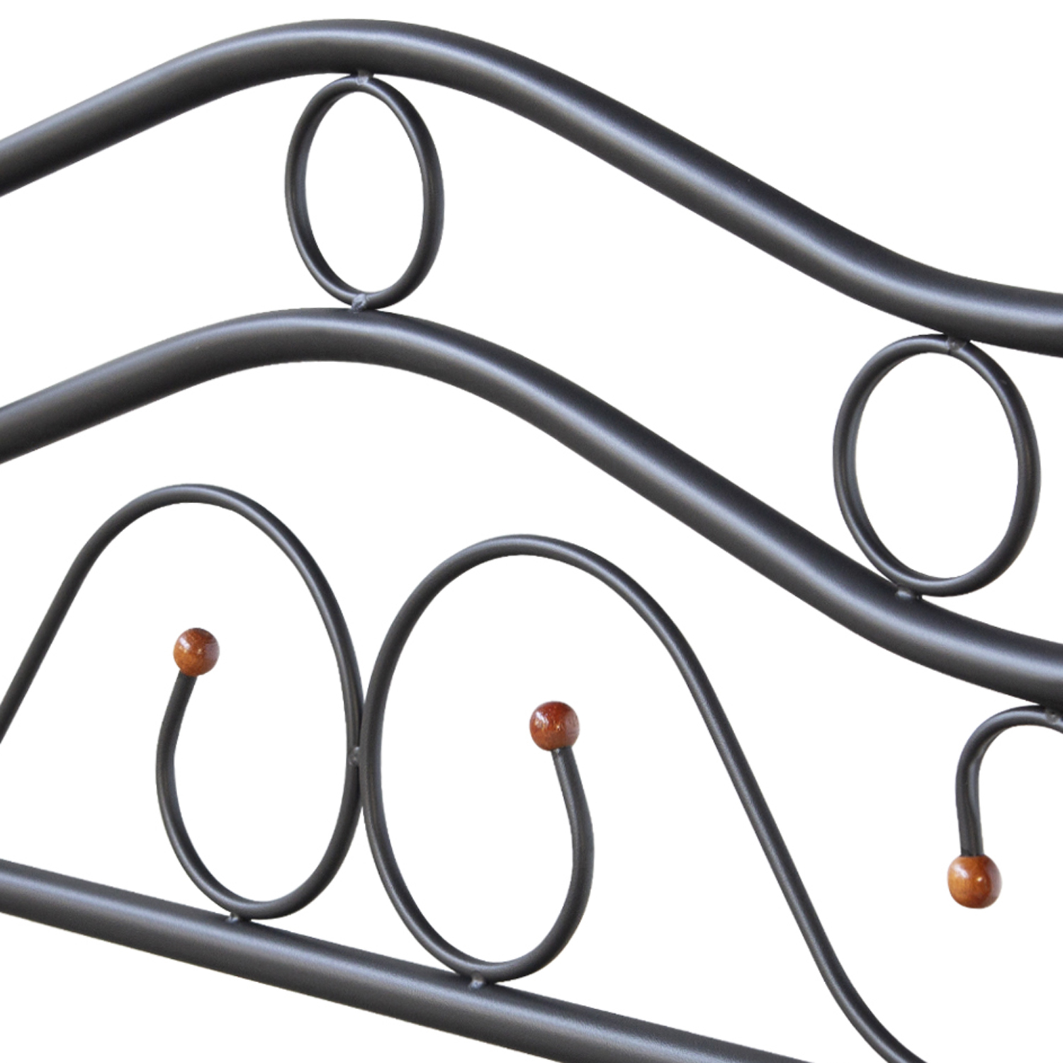 Metal Bed with Mattress Slatted Frame 90x200 cm Bedstead Black Brown Wood Single Daybed