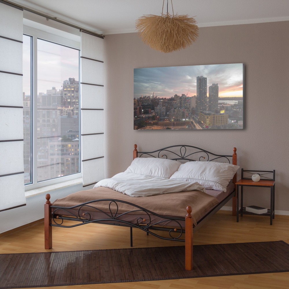 Metal Bed Iron Bed Double 180 x 200 Wood Slatted black brown bed frame 920
