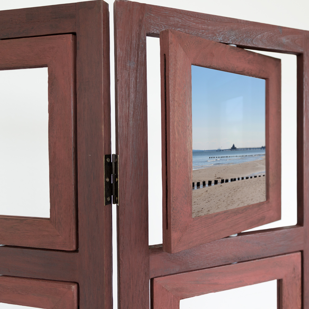 Paravent Pictures Photos Brown | 3-panel | Wood | Room Divider Partition Privacy Screen