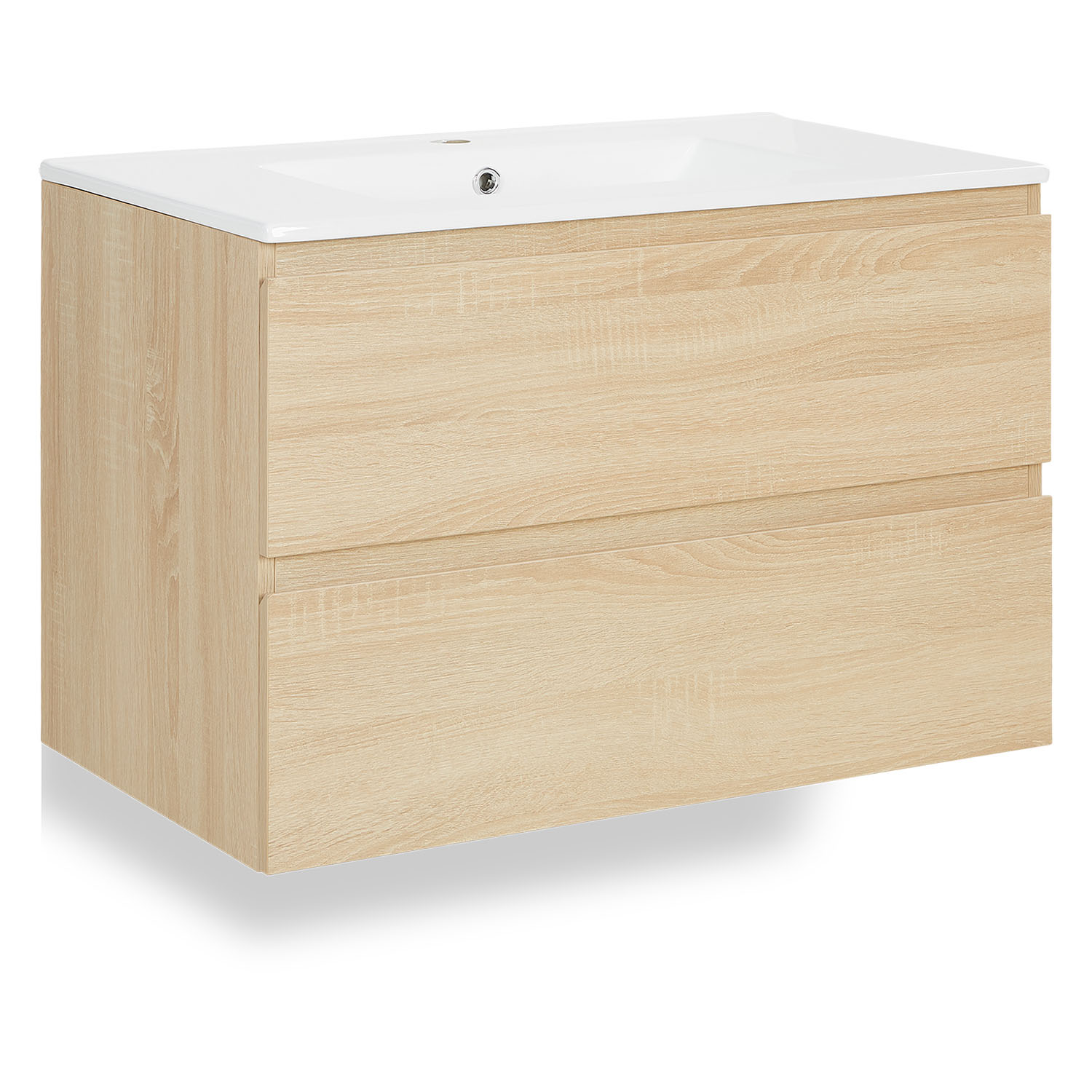 Bathroom cabinet 80 cm Natural Wood Oak Storage Vanity unit Bathroom furniture Sink unit Washroom wall cabinet