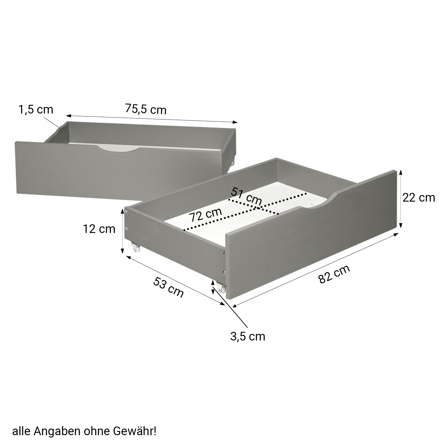 Pallet Bed 90x200 cm Grey | Single Bed with Storage Drawers | with Mattress | Wood | Kids Youth Guest Bedroom
