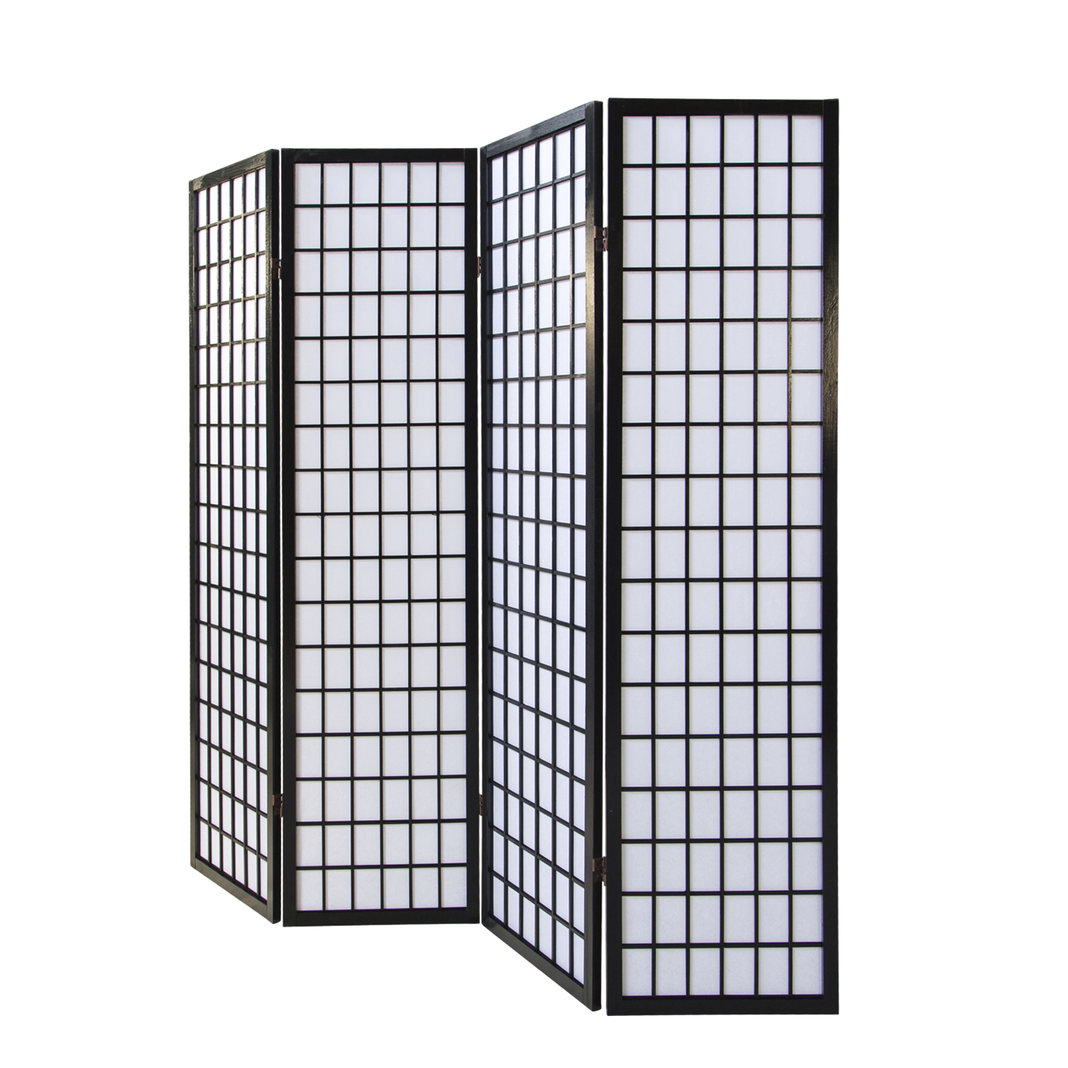 Paravent Black Shoji Rice Paper White | 4-panel | Wood | Room Divider Partition Privacy Screen