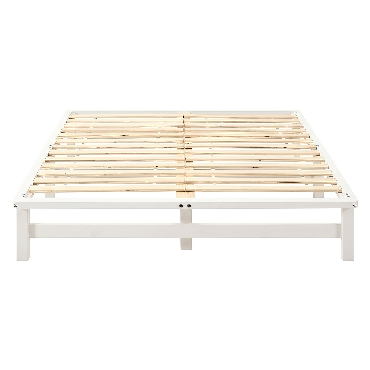 160x200 cm White Pallet Bed – Wooden Double Bed with 2 Mattress & Slatted Base for Teen Rooms, Guest Rooms, and Bedrooms