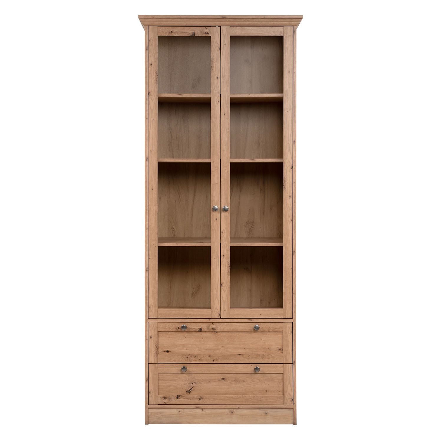 Showcase Highboard Wood Oak Cabinet with compartments Living room Cupboard Country Style