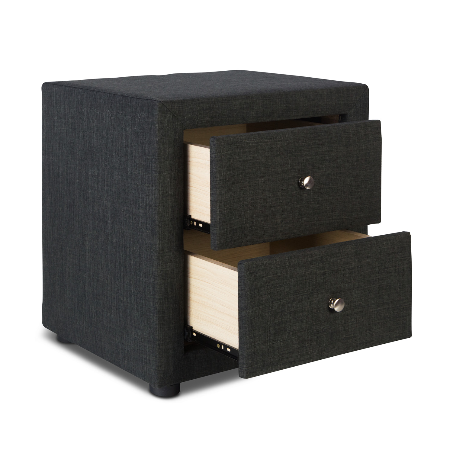 Bedside table nightstand bedroom night chest drawers side table grey fabric
