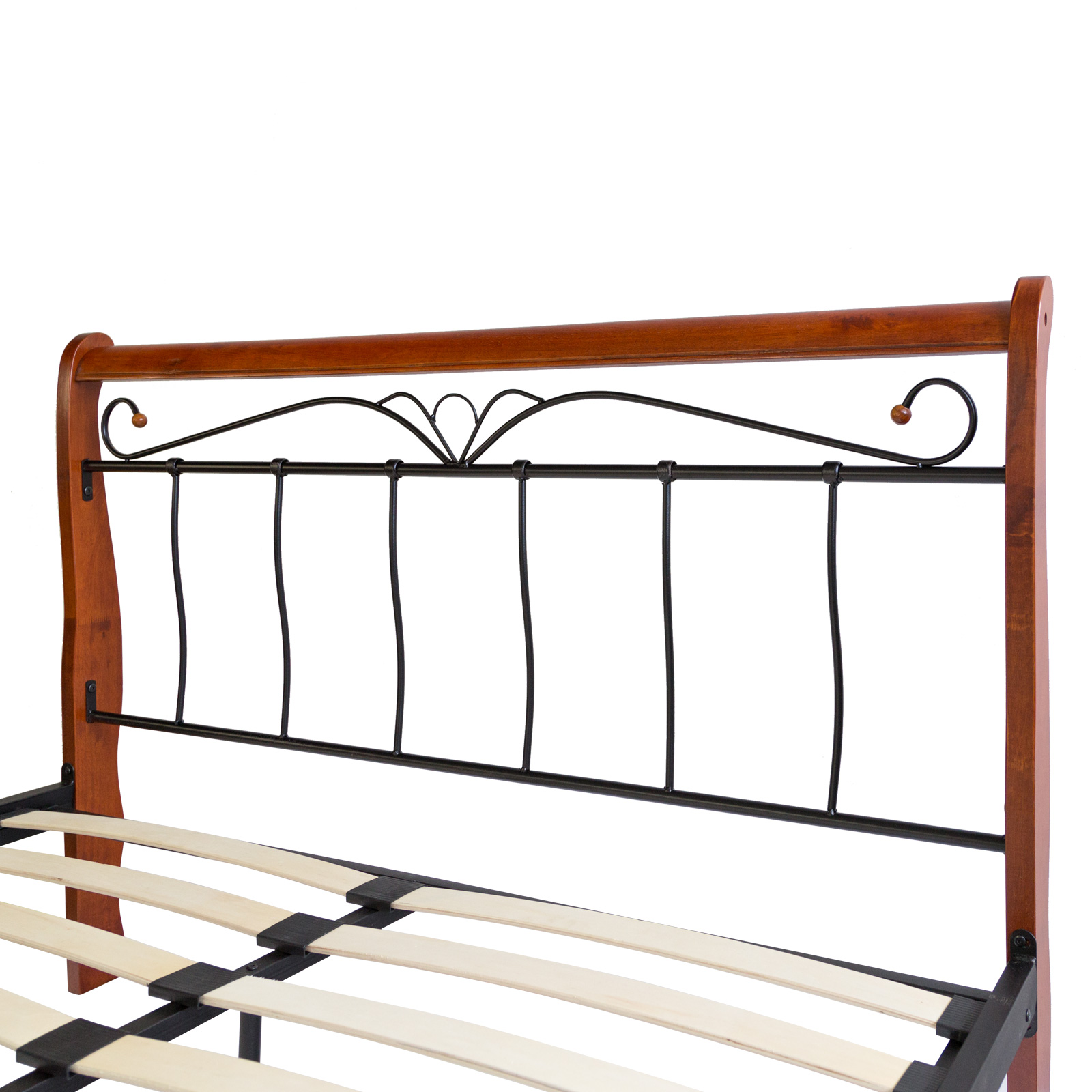 Metal bed 140 160 180 x 200 Bed frame with slatted frame Double Bed Wood Black Brown