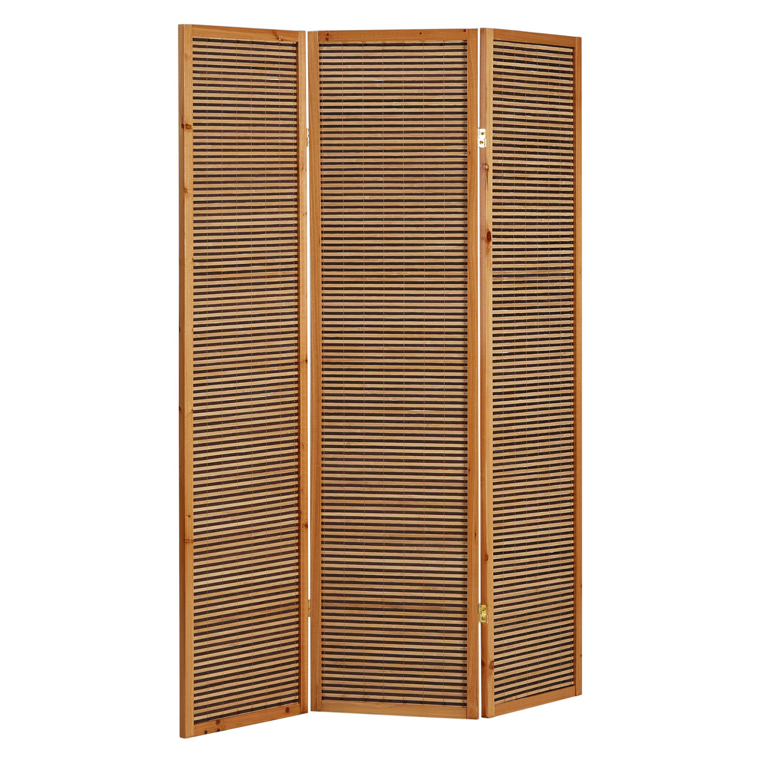 Paravent Brown Wooden Slats | 3-panel | Wood | Room Divider Partition Privacy Screen