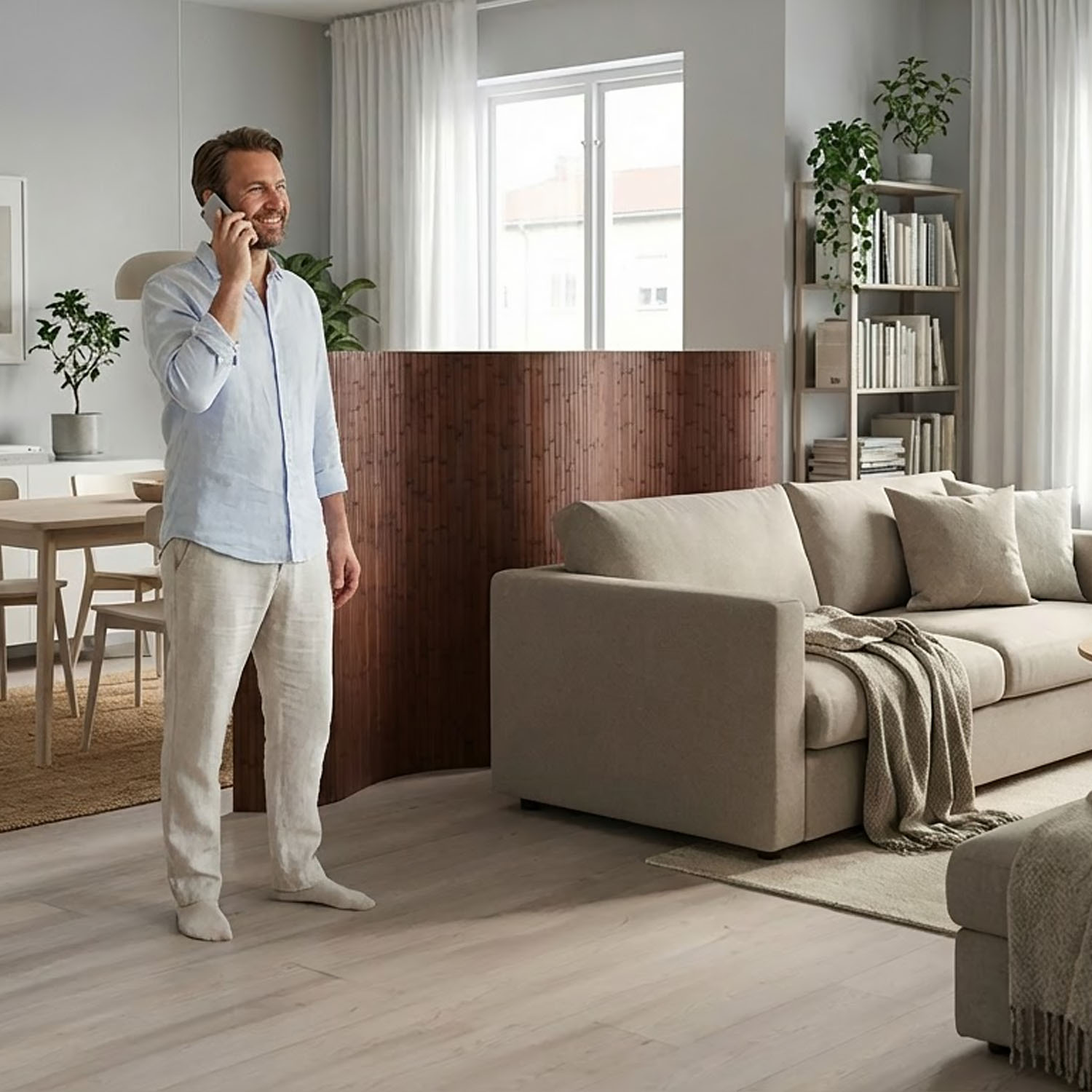 Paravent Bamboo Height 145 cm Dark Brown | Room Divider | Partition Privacy Screen