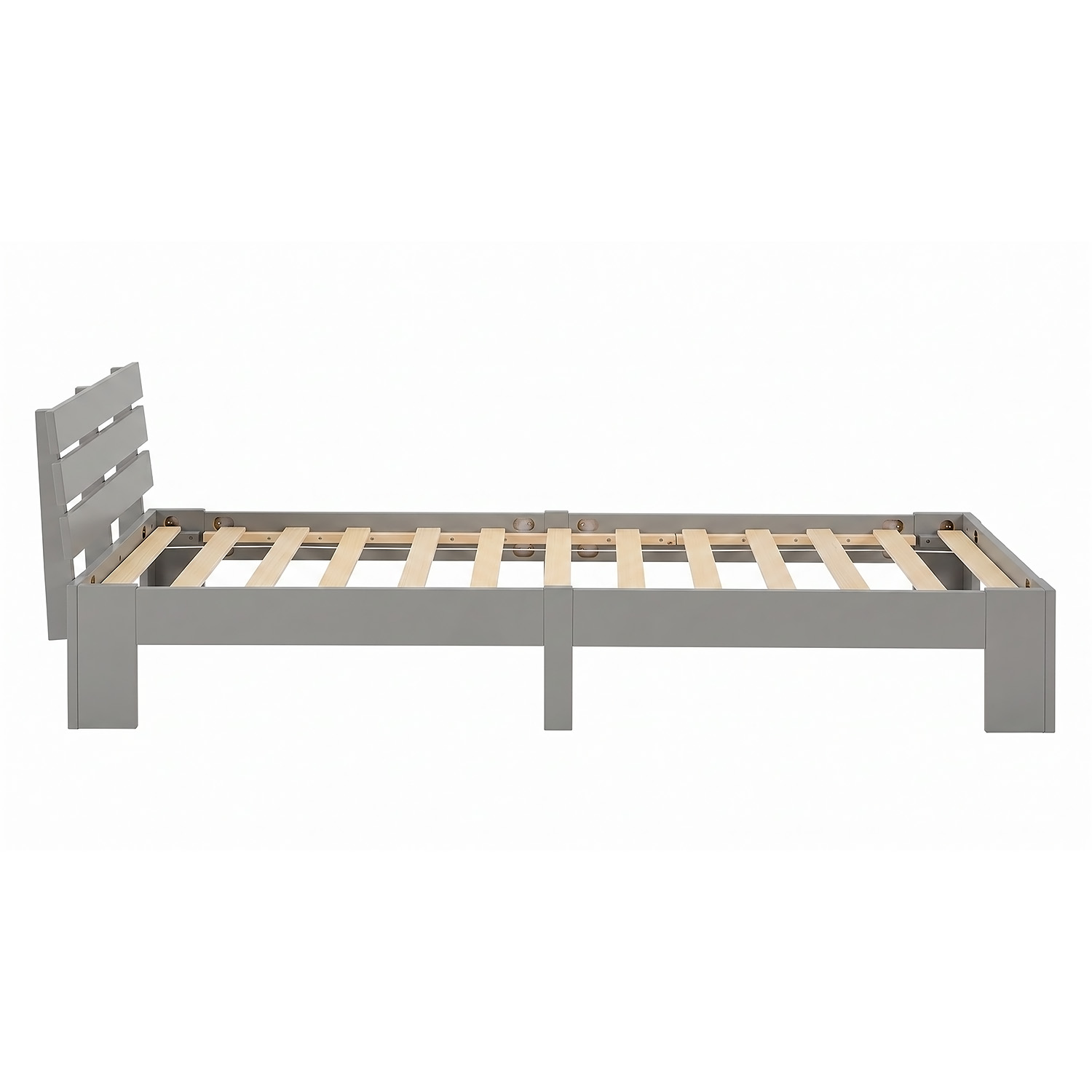 Wooden Bed 90x200 cm Gray | Single Bed | With Slatted Base | Solid Wood | Children's, Teen, or Guest Bedroom
