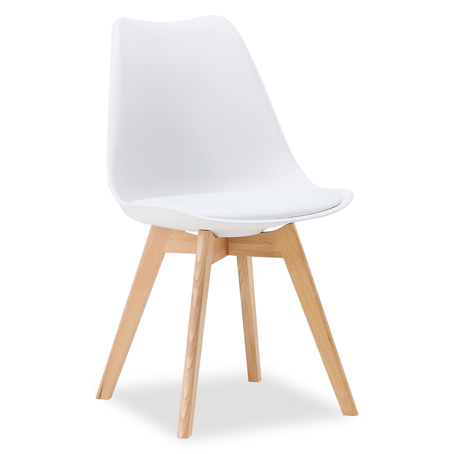Dining Set (5-Piece): 120x80 cm oak extendable dining table with 4 white plastic chairs and wooden legs