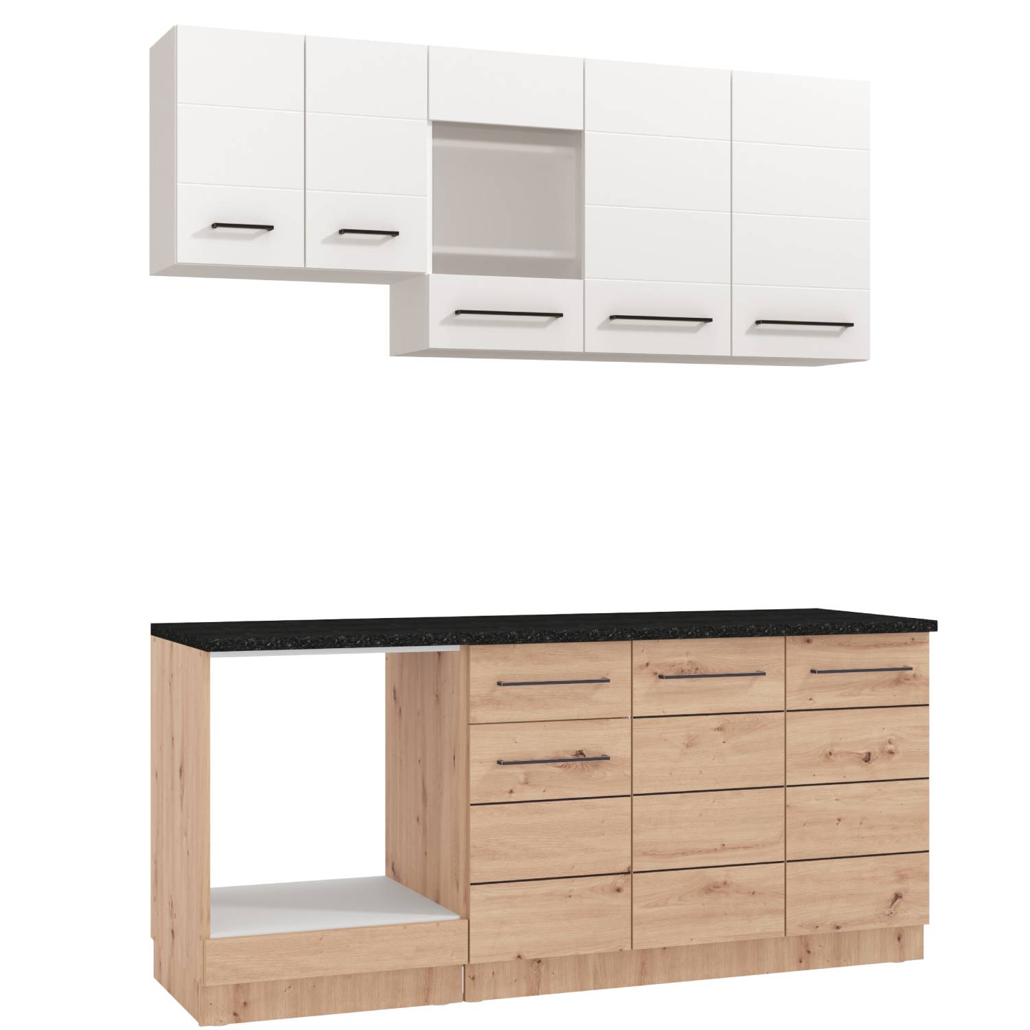 Kitchen Unit without Appliances 180 cm White | Oak | Single Kitchen | Mini Kitchen | Built-in Kitchen