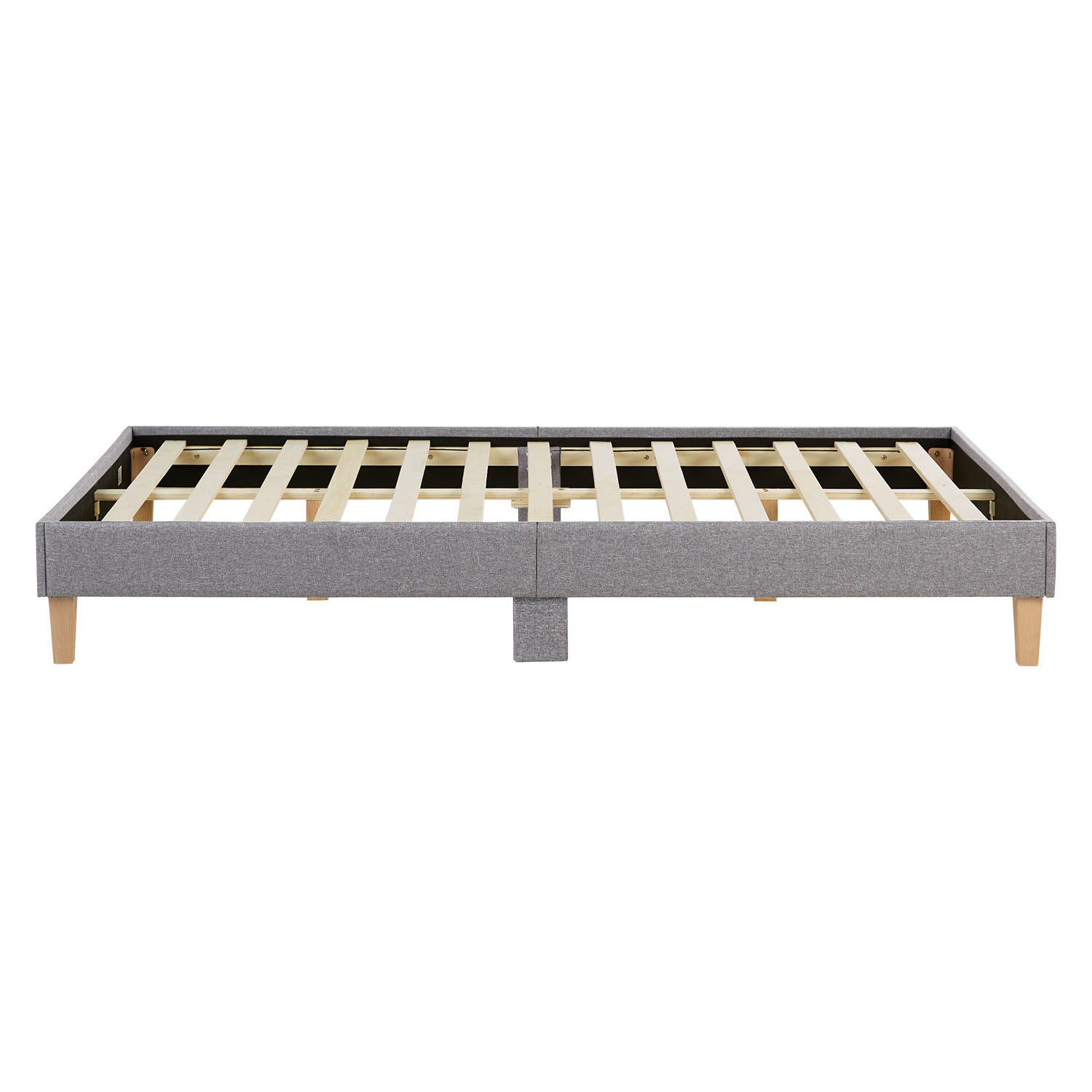 Upholstered bed 140x200 cm grey | futon bed | with slatted frame | double fabric bed frame