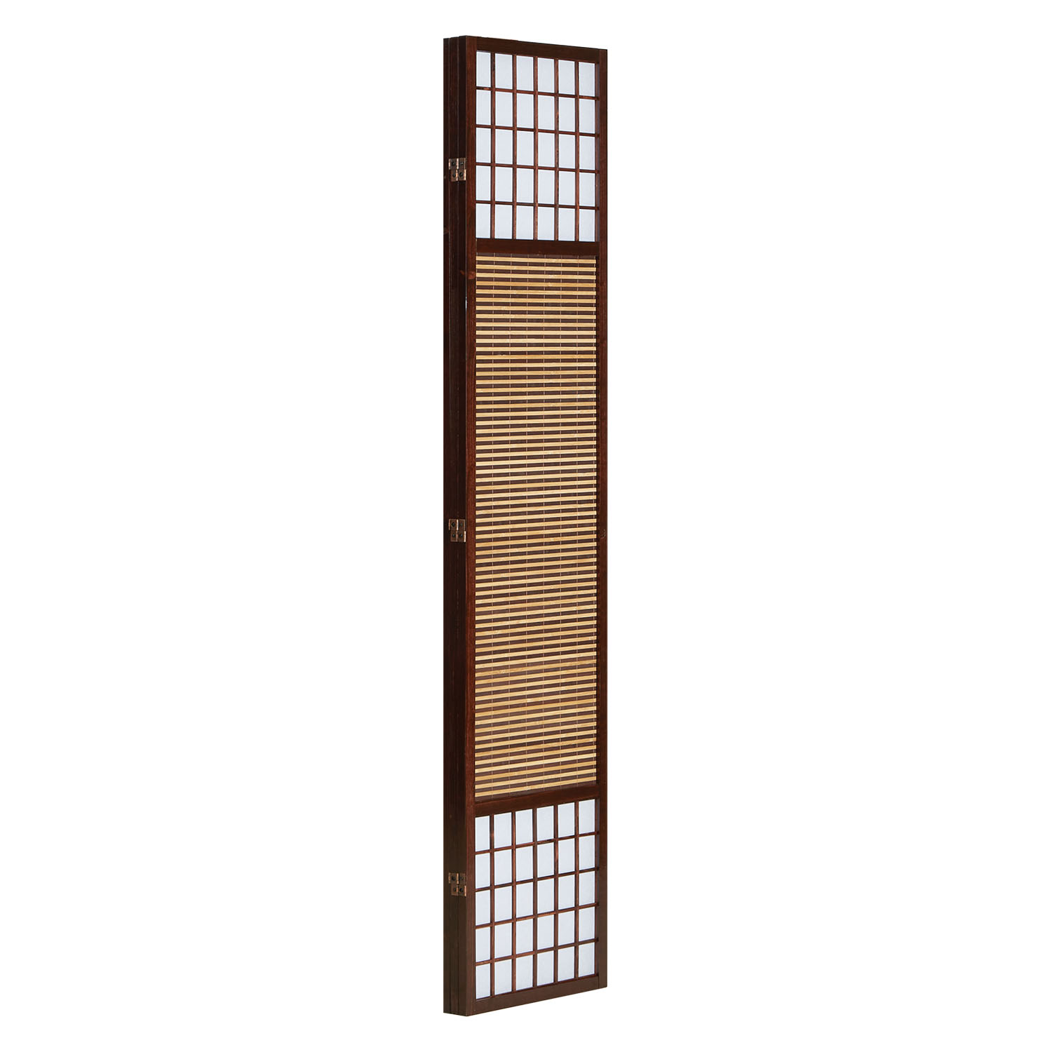 Paravent Brown Bamboo Shoji Rice Paper White Height 200 cm | 3-panel | Wood | Room Divider Partition Privacy Screen