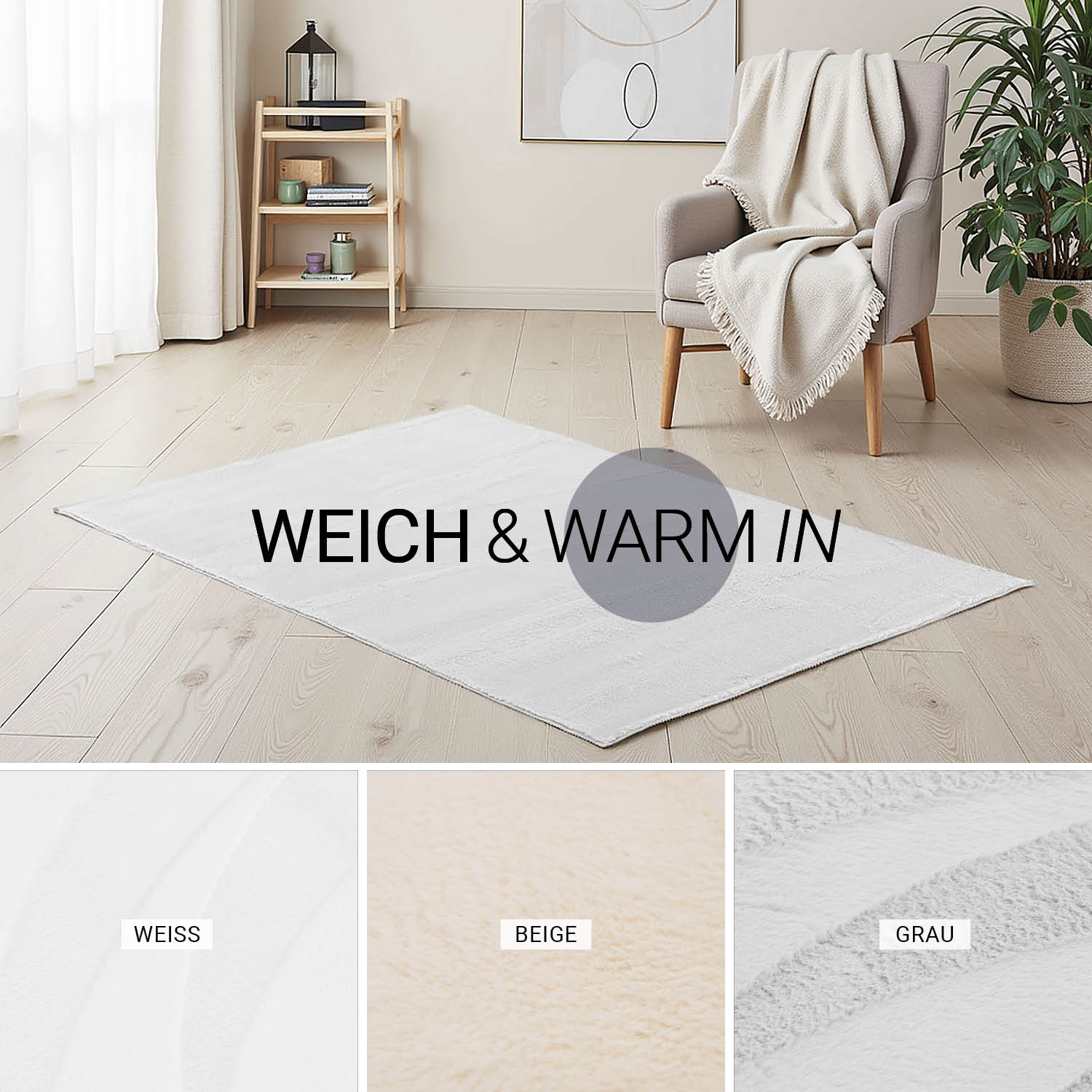 Grauer Kurzflor-Teppich 160x230 – Modern, Waschbar & Rutschfest